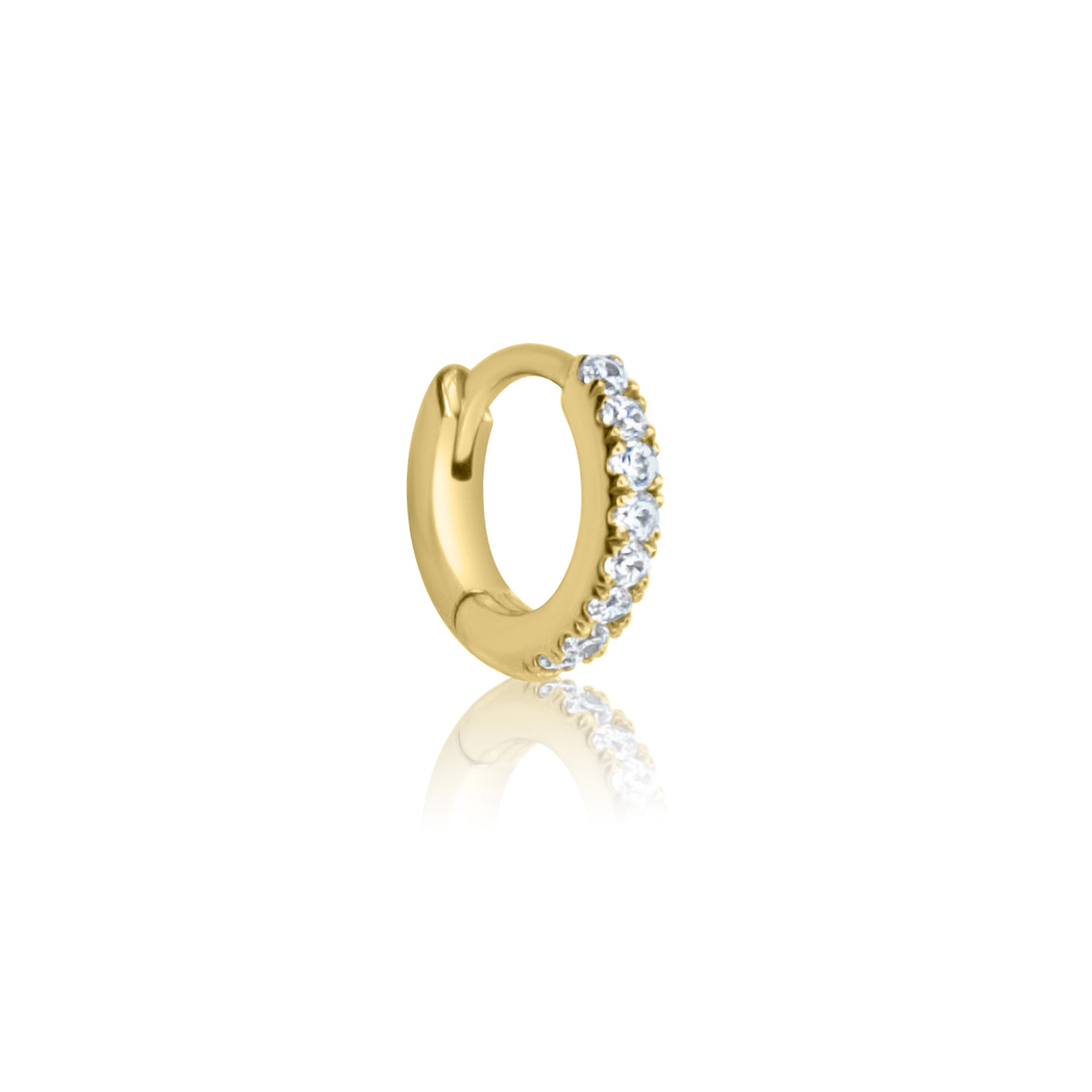 Crystal Huggie Hoop - 925 Sterling Silver - 6mm