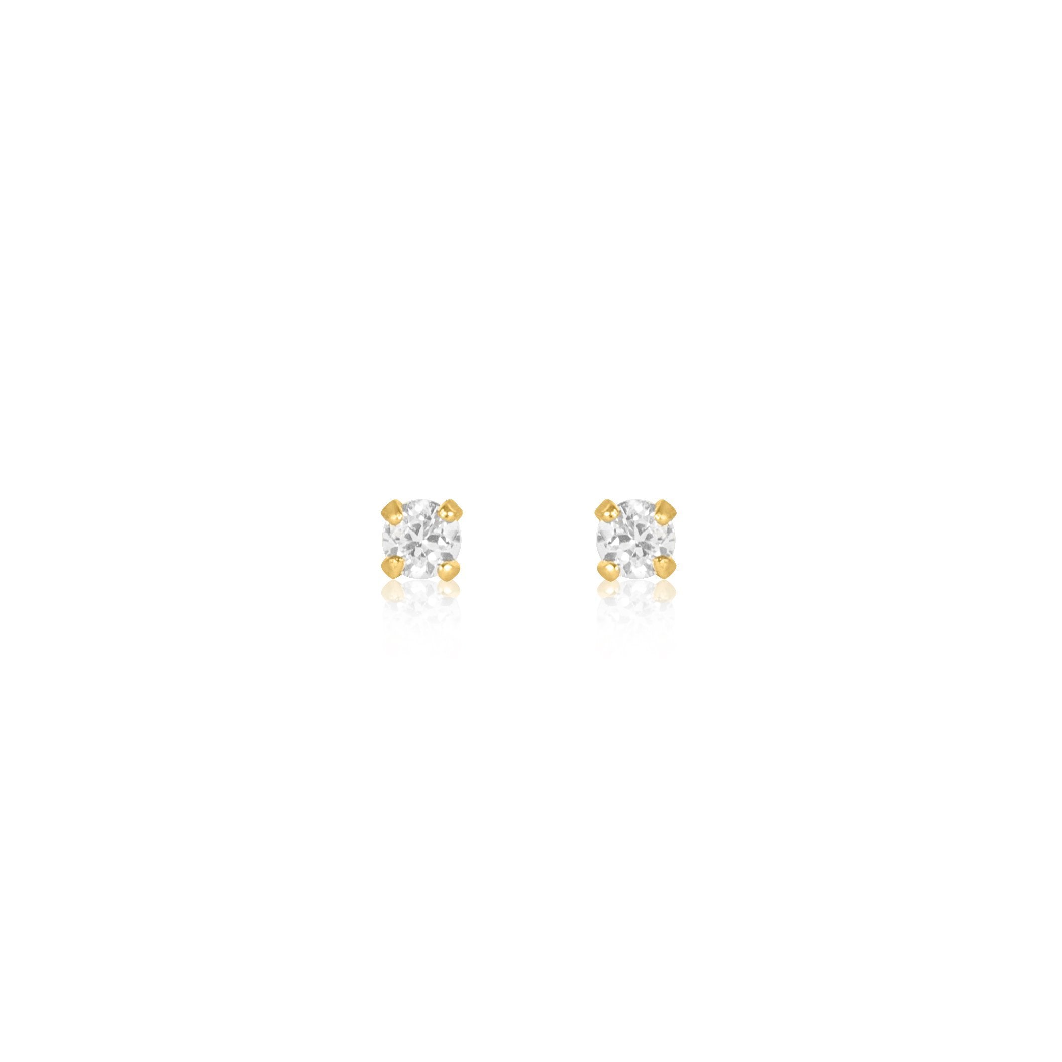 Tiny Solitaire Crystal Stud Earrings 925 Sterling Silver
