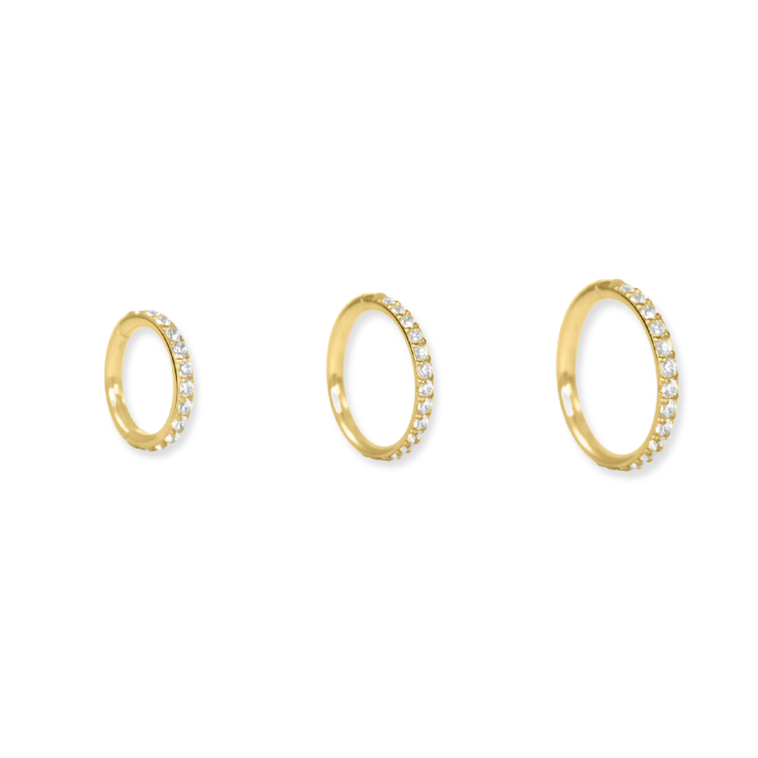 Crystal Cartilage Hoop Piercing Set | 6mm 8mm 10mm | Stainless Steel
