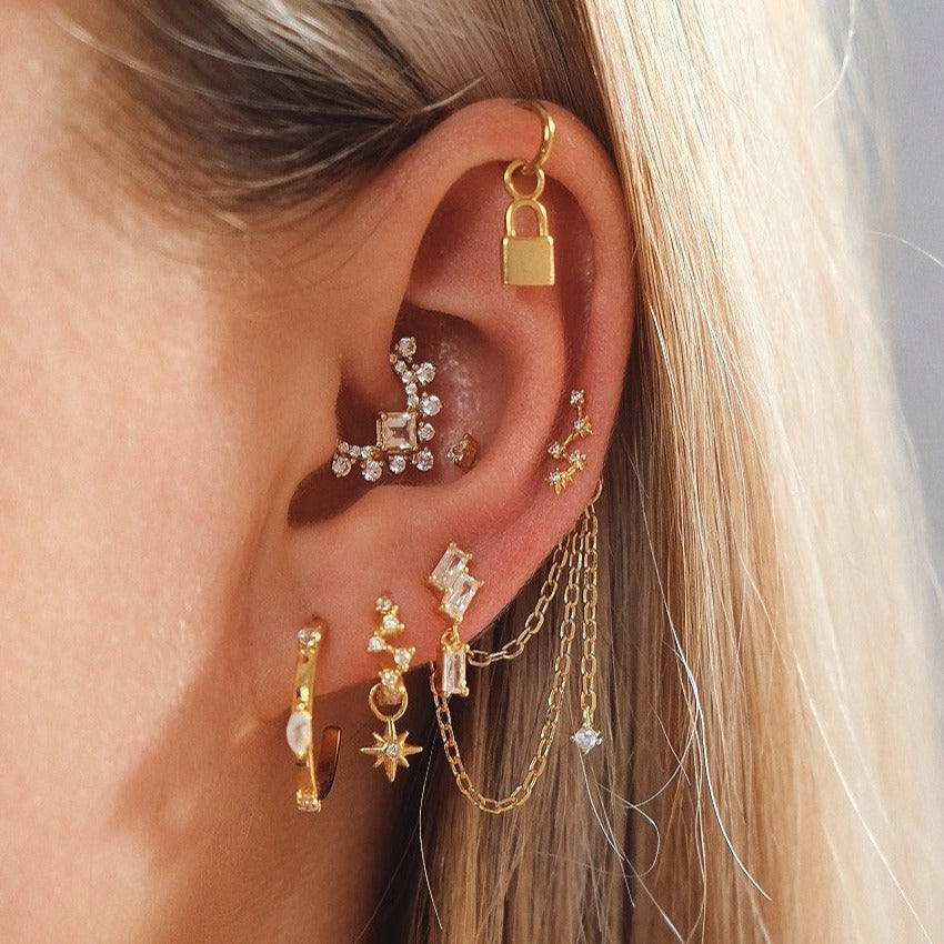 Constellation Huggie Hoop Earring 8mm Sterling Silver