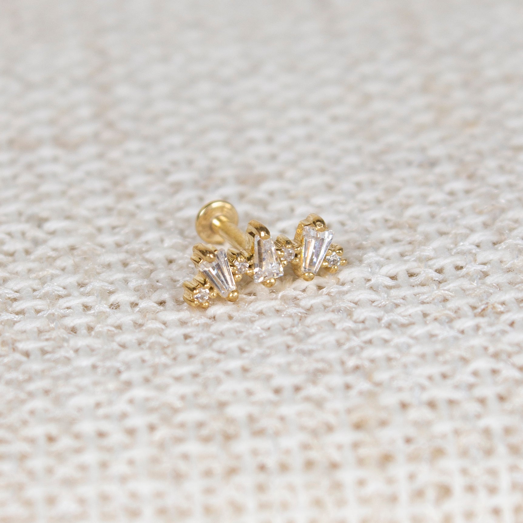 Curved Climber Flat Back Labret Stud Earring Internally Threaded