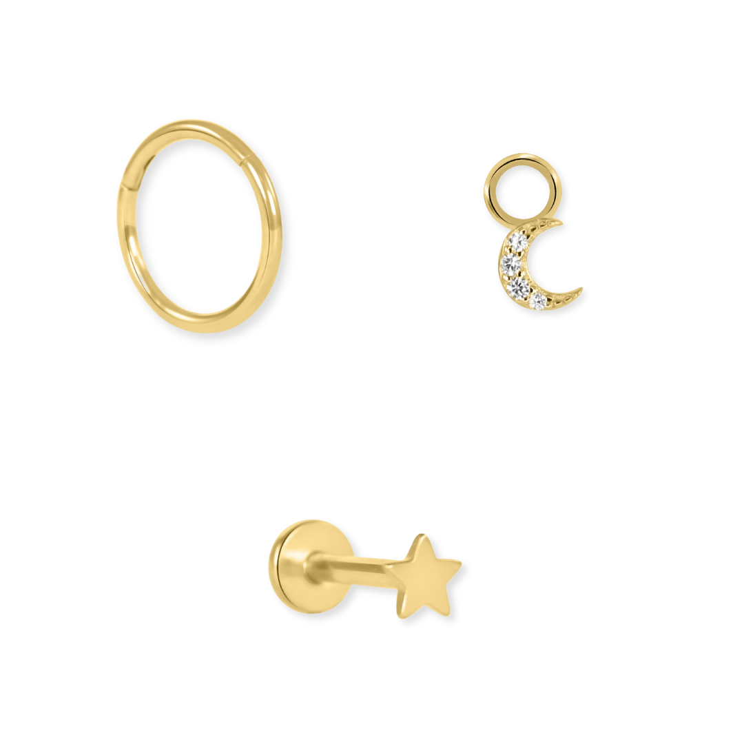 Celestial Ear Cartilage Piercing Stacking Set