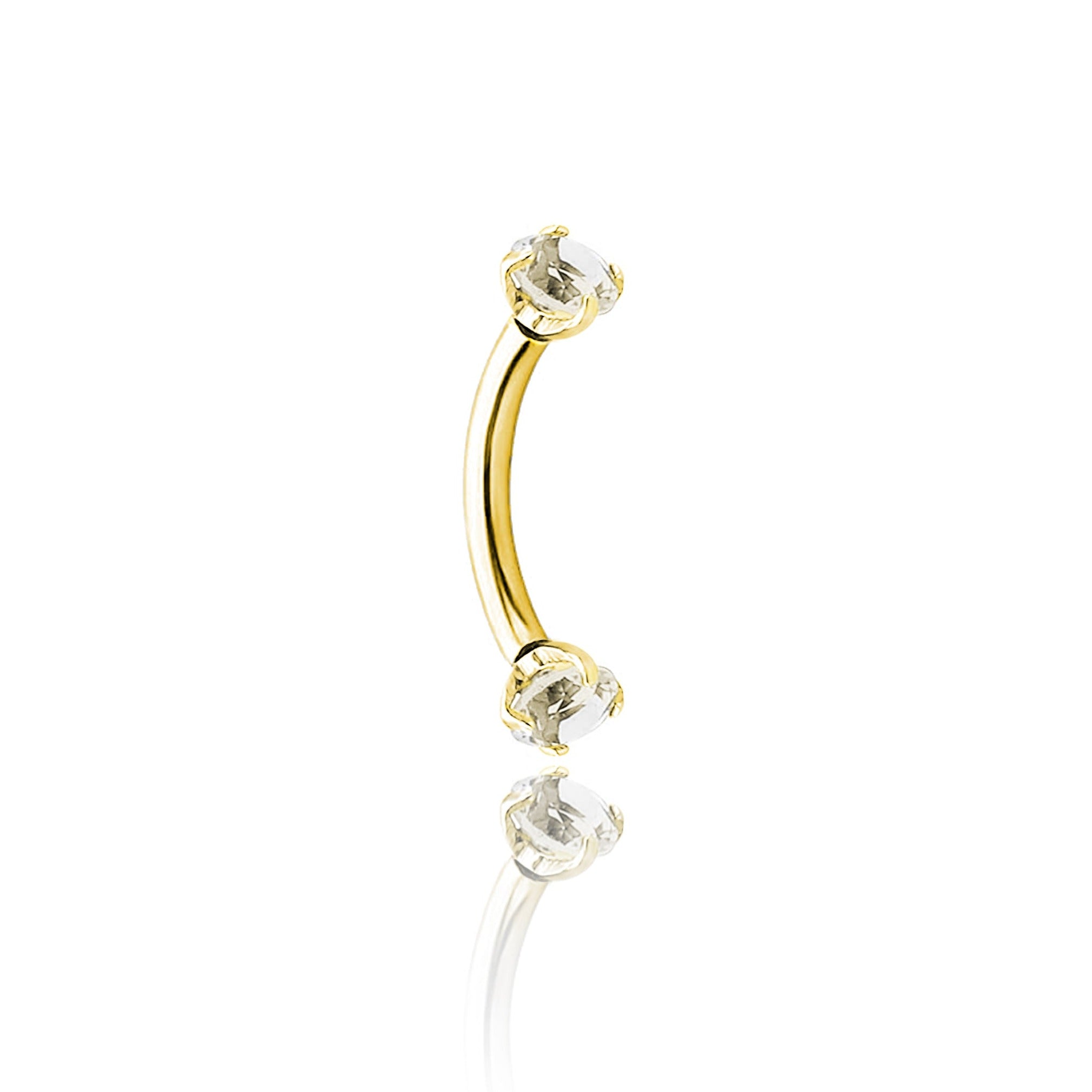 Crystal Curved Rook Barbell - Implant Grade Titanium - Hypoallergenic