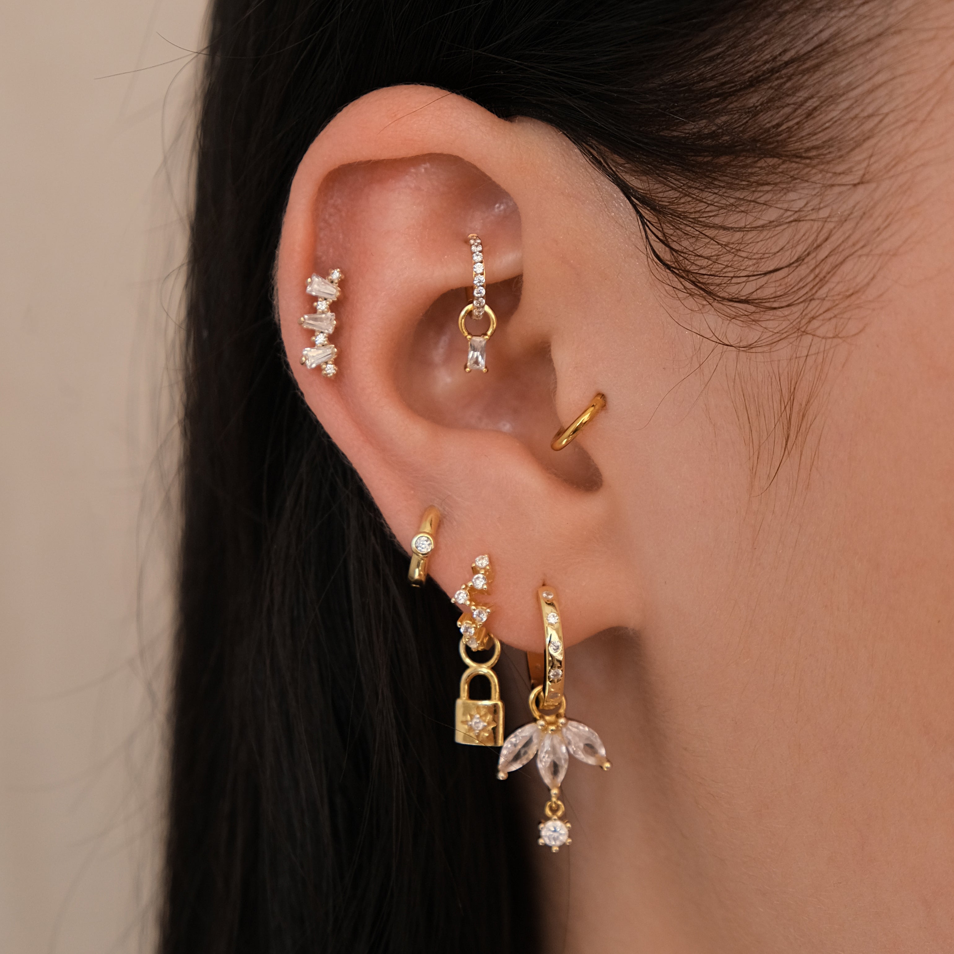Curved Climber Flat Back Labret Stud Earring Internally Threaded