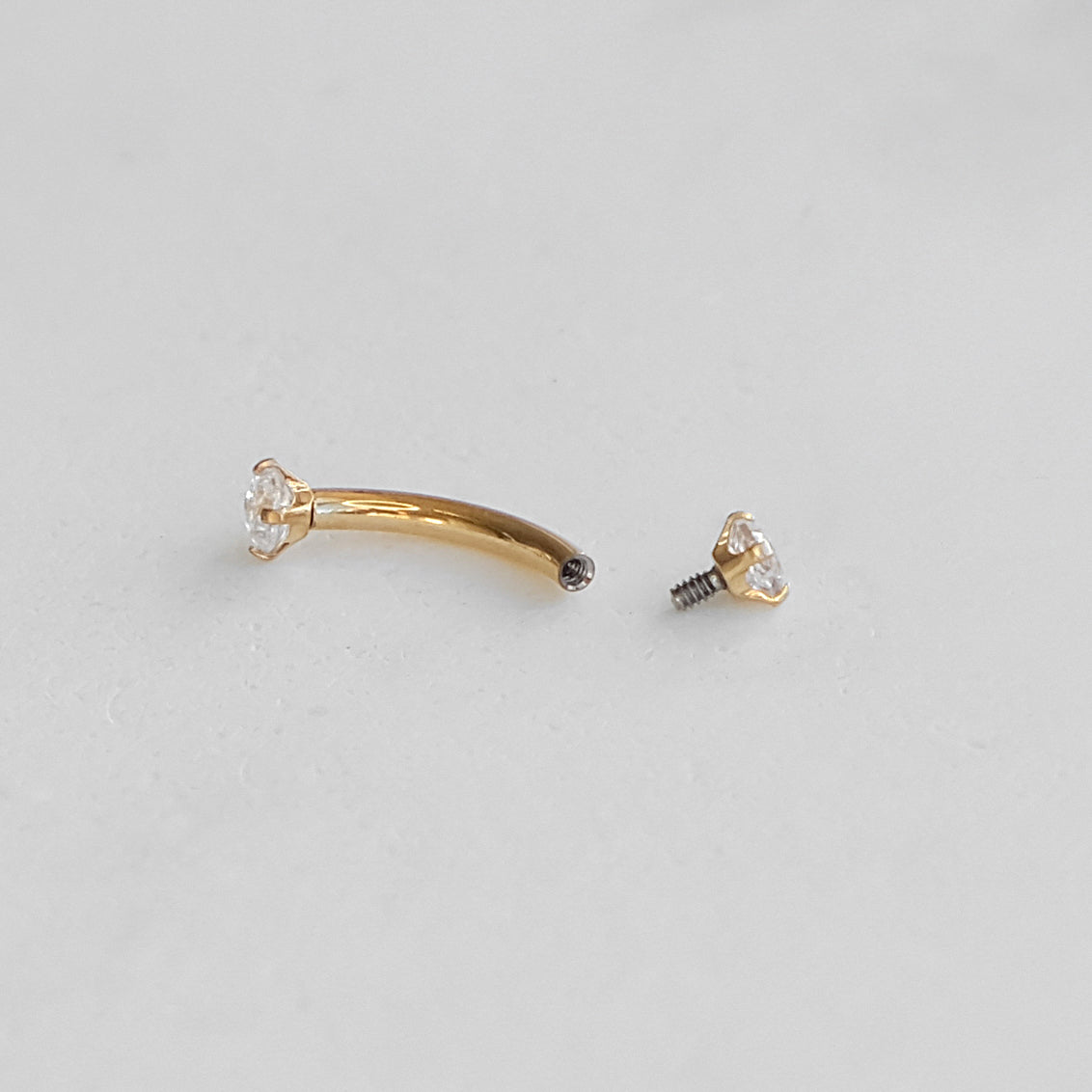 Crystal Curved Rook Barbell - Implant Grade Titanium - Hypoallergenic