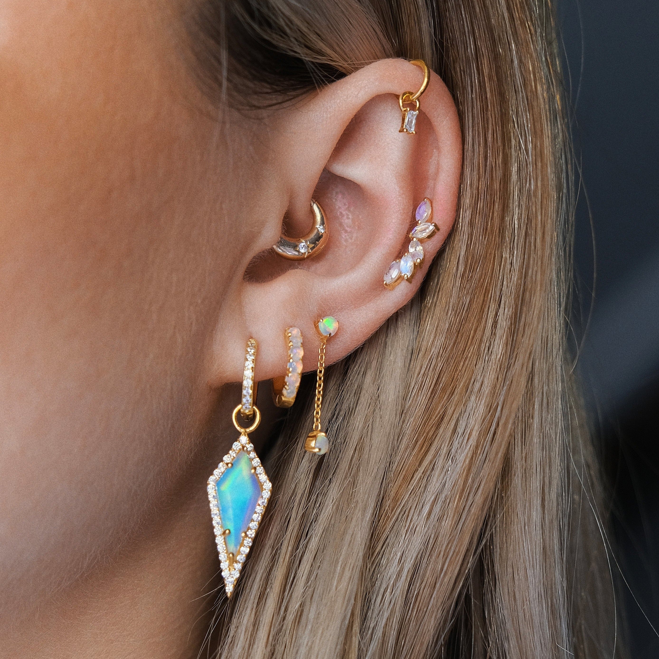 Opal Gemstone Kite Earring Charm 925 Sterling Silver | Single Charm