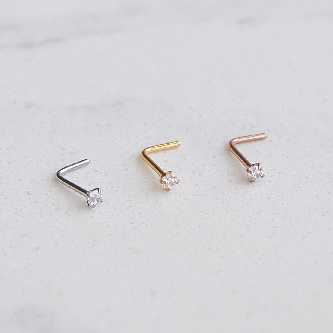 Thin Crystal Nose Stud | 20 Gauge