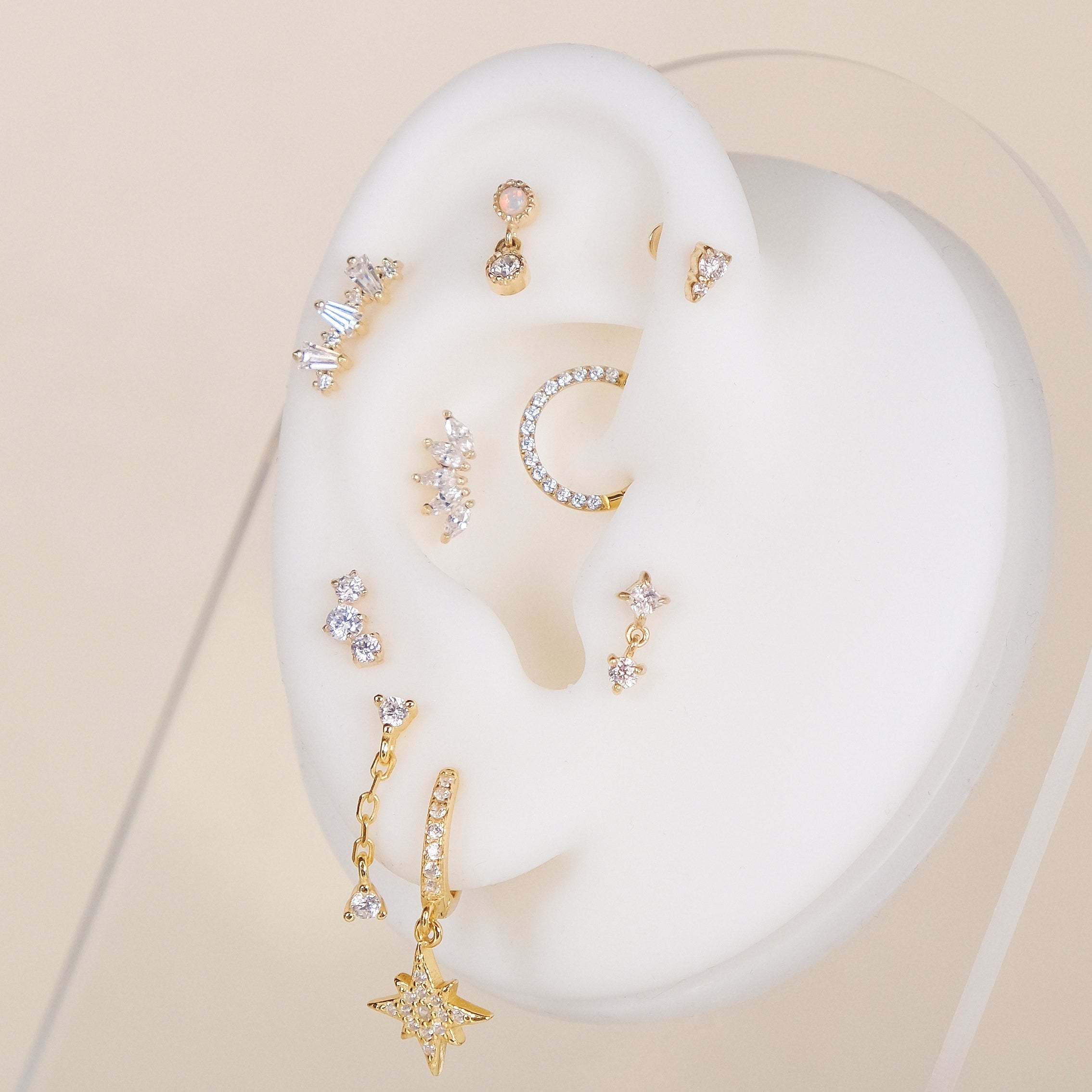 Curved Climber Flat Back Labret Stud Earring Internally Threaded
