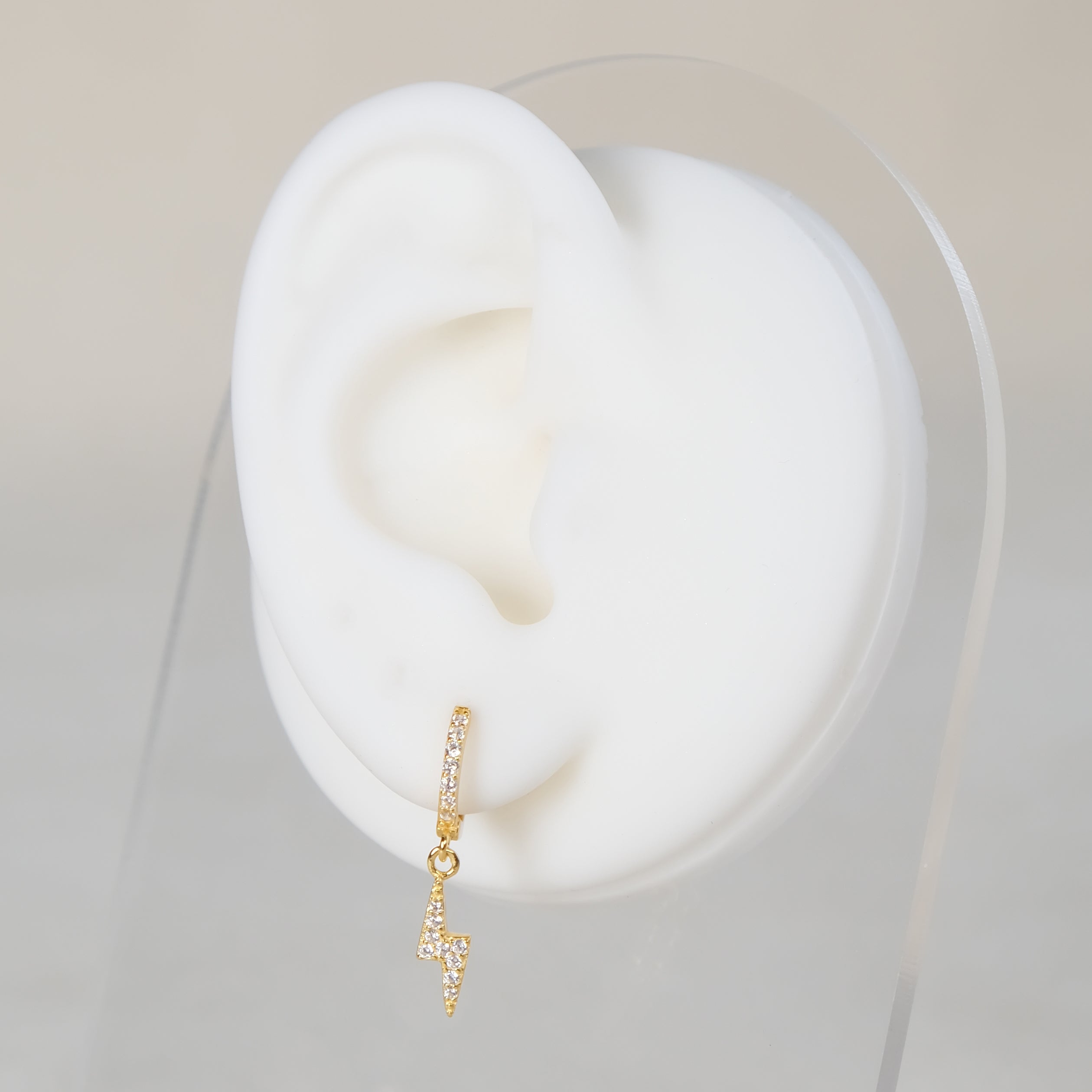 Lightning Bolt Huggie Hoop Earrings Sterling Silver