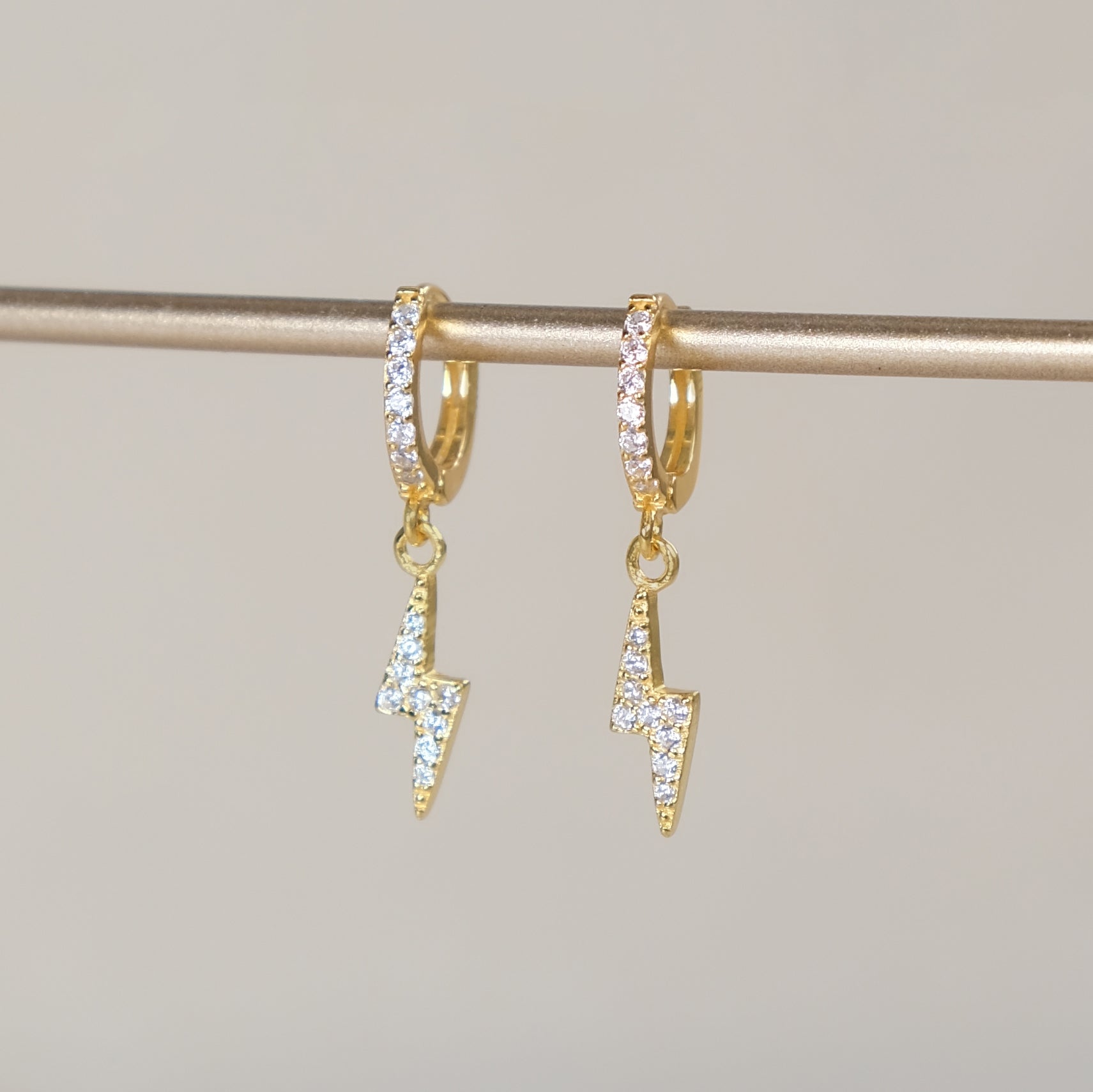 Lightning Bolt Huggie Hoop Earrings Sterling Silver