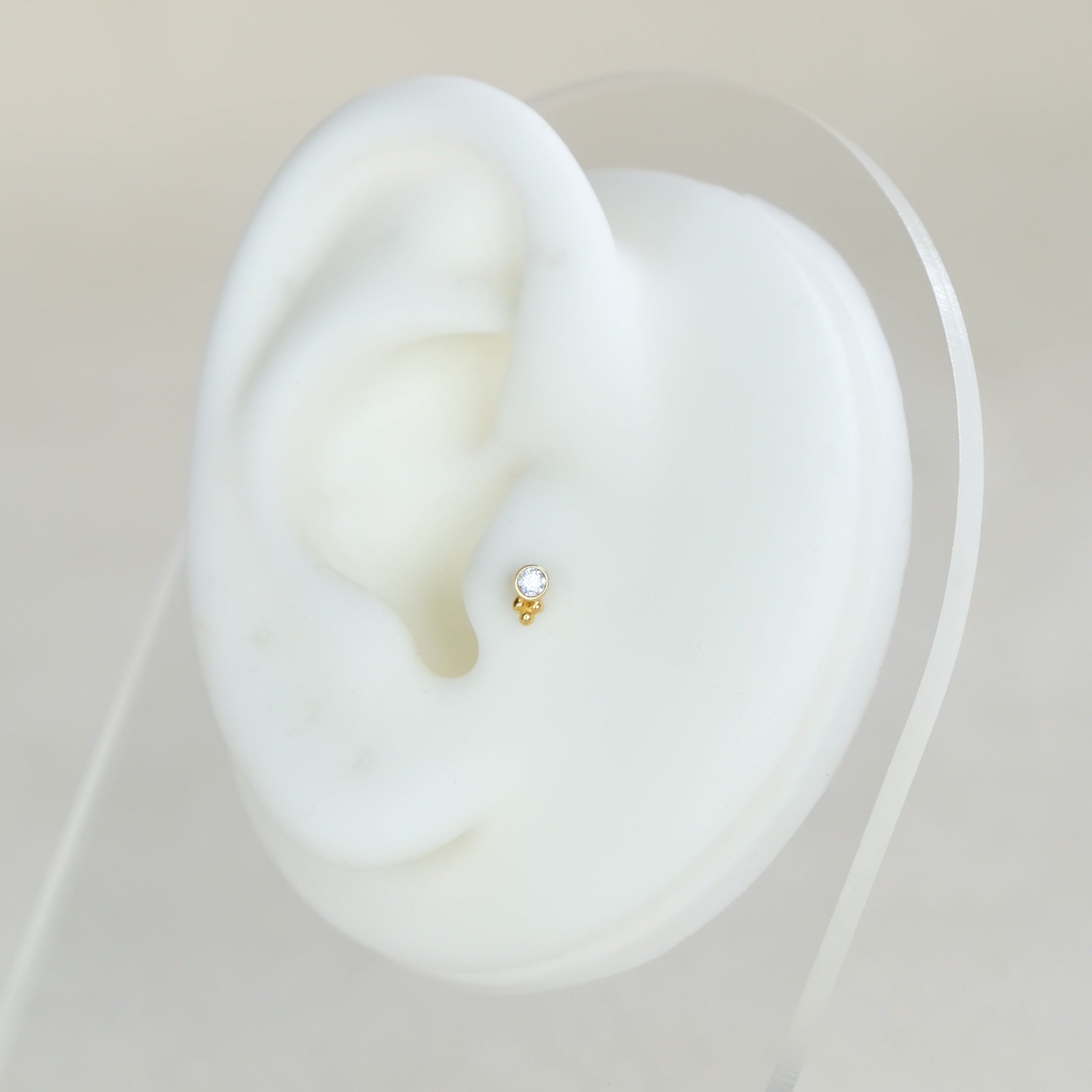 Beaded Crystal Flat Back Labret Stud Earring Internally Threaded