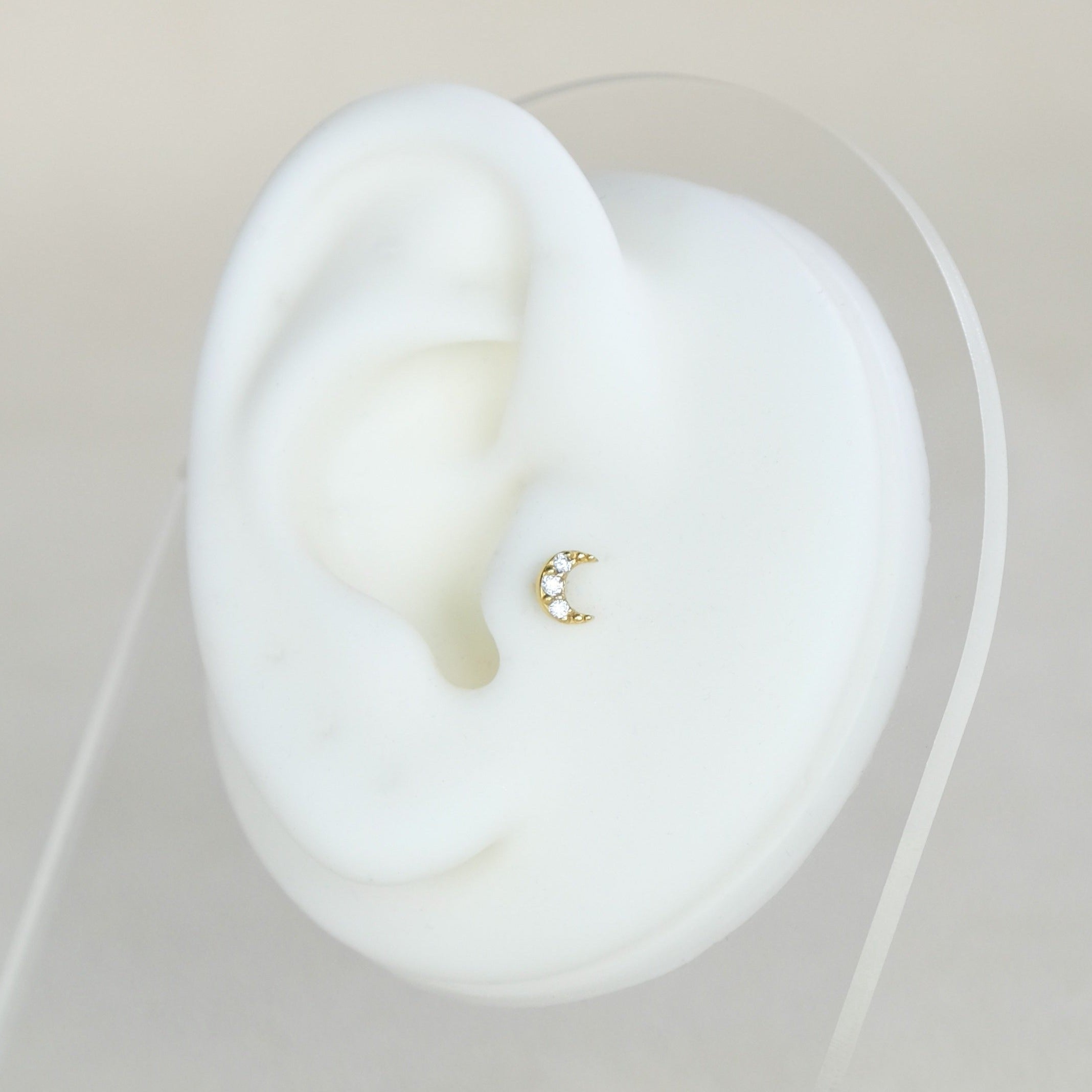 Moon Flat Back Labret Stud Earring Internally Threaded