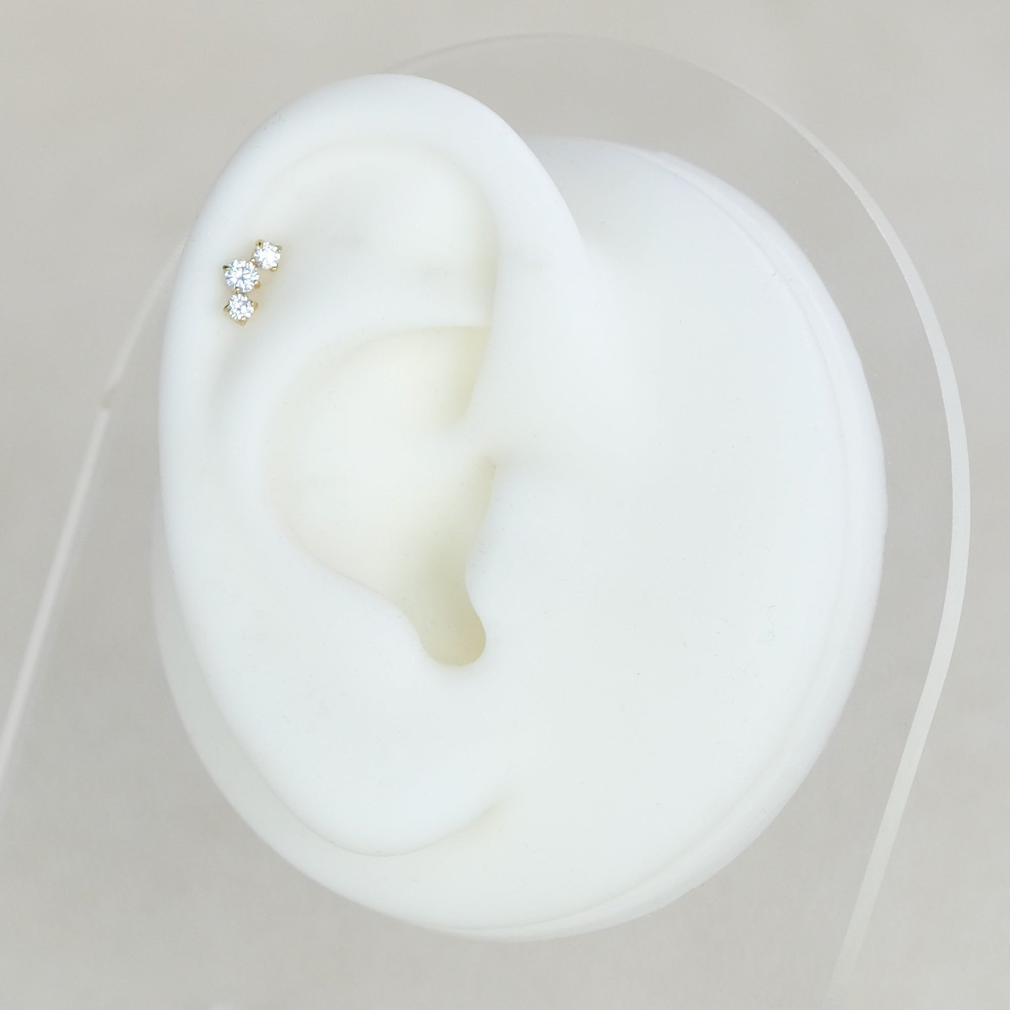 Trio Crystal Flat Back Labret Stud Earring Internally Threaded