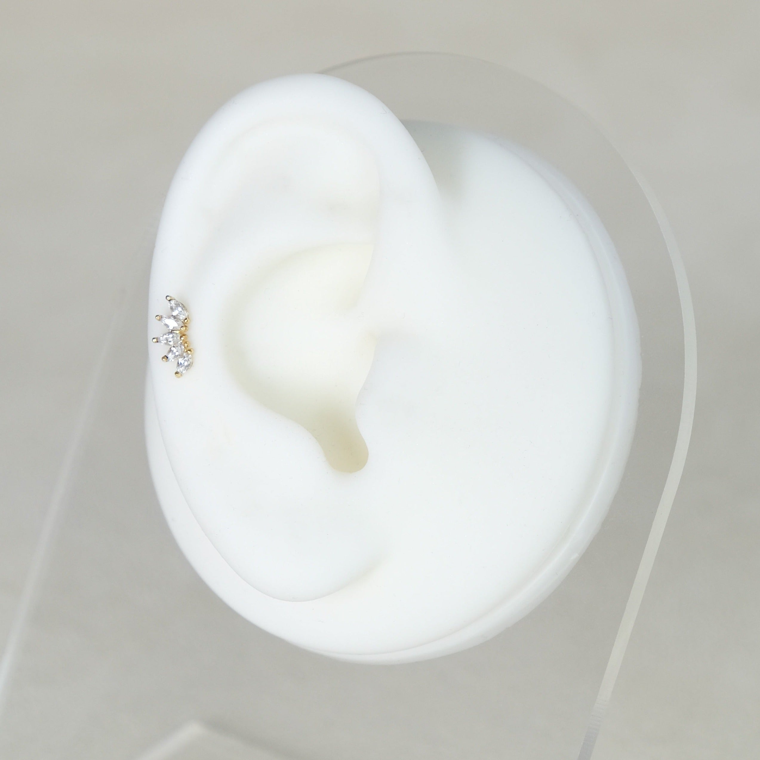 Marquise Flat Back Labret Stud Earring Internally Threaded