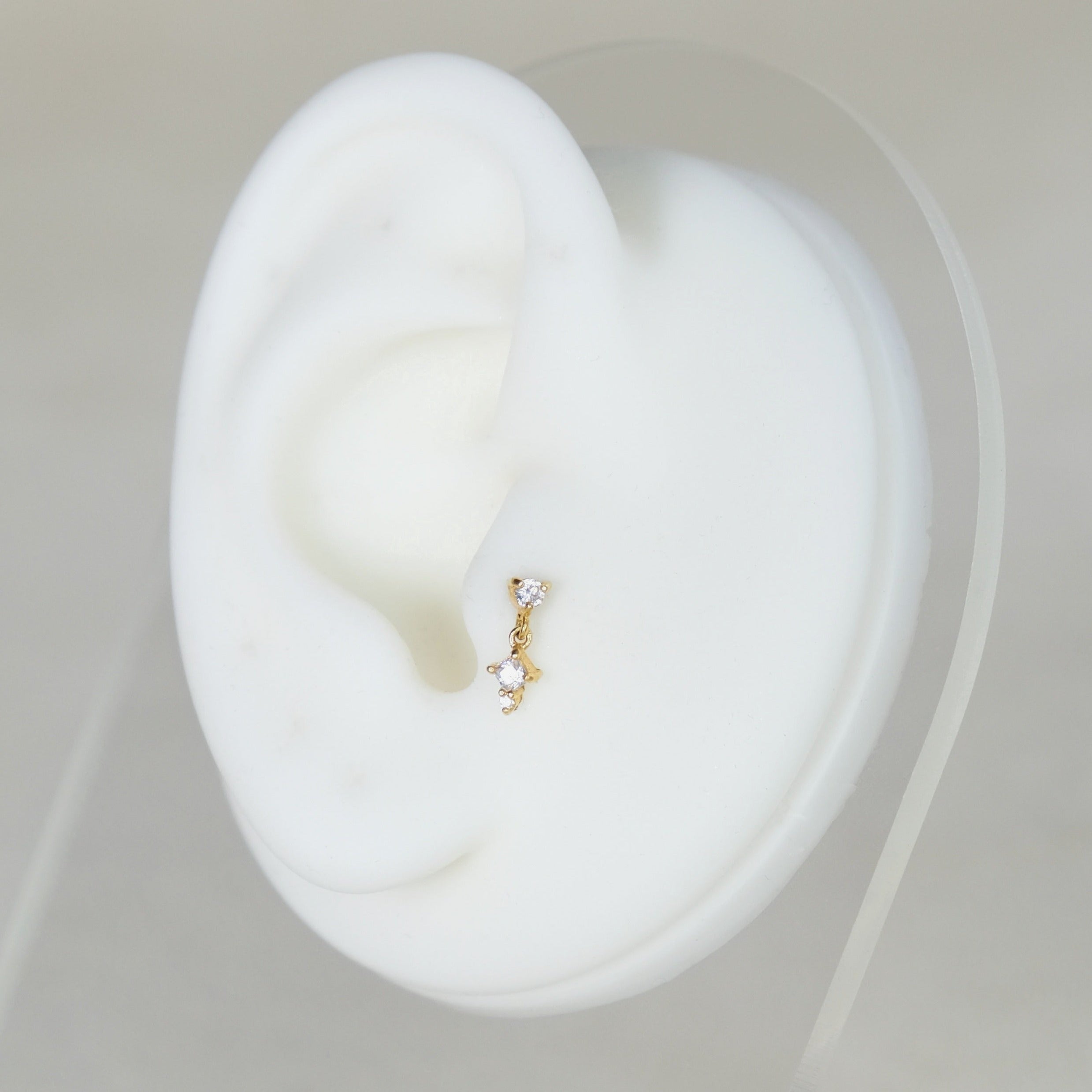 Crystal Dangle Flat Back Labret Stud Earring Internally Threaded