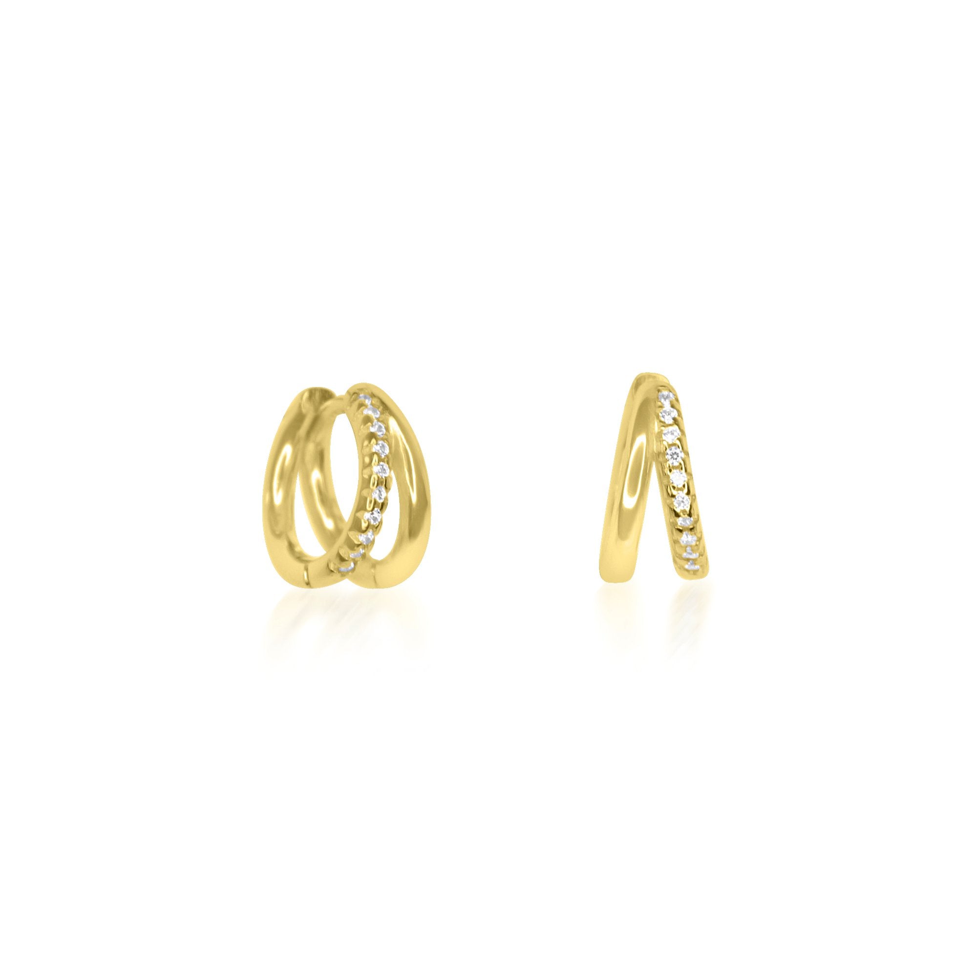 Double Line Huggie Hoop Earrings Sterling Silver