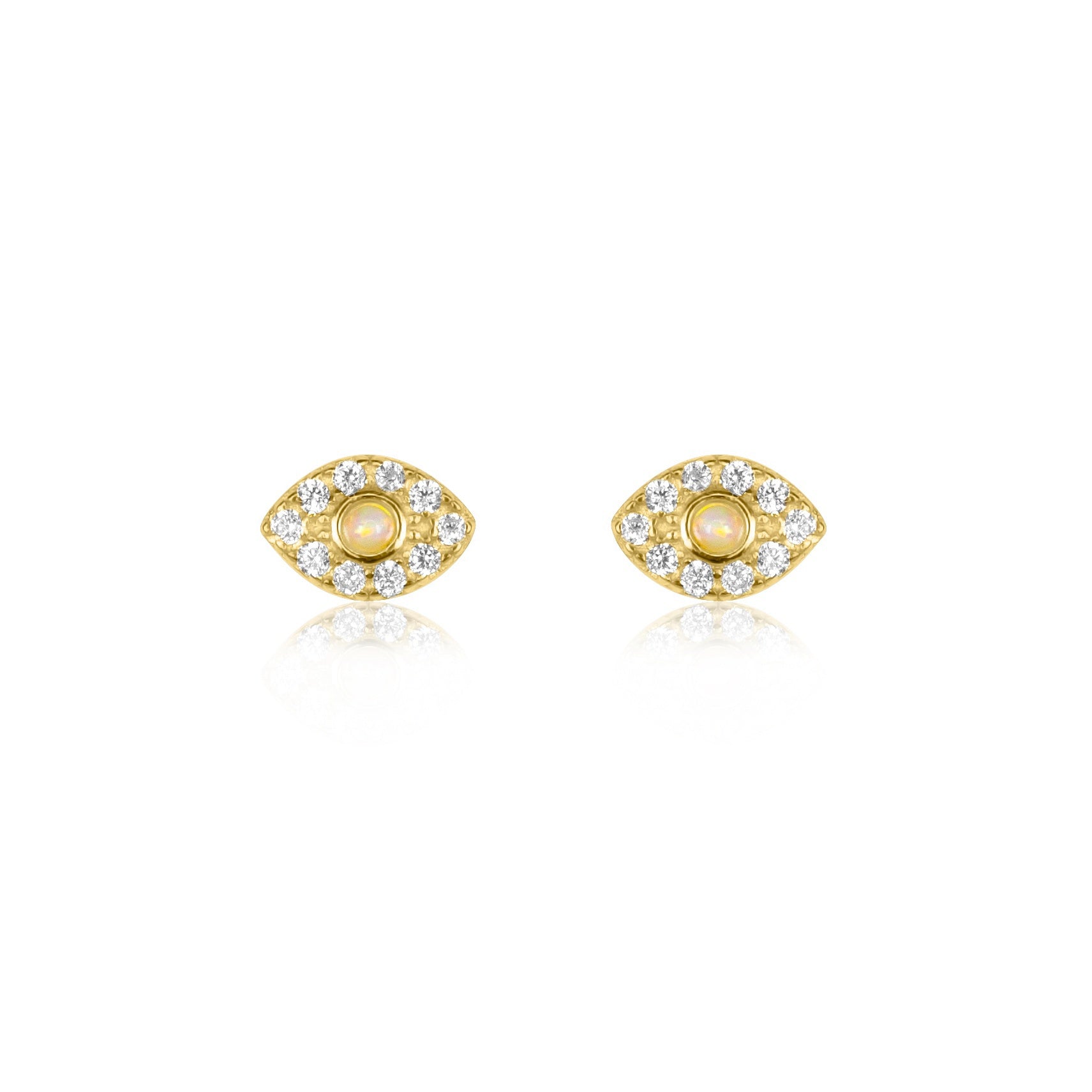 Eye Crystal & Opal Stud Earrings