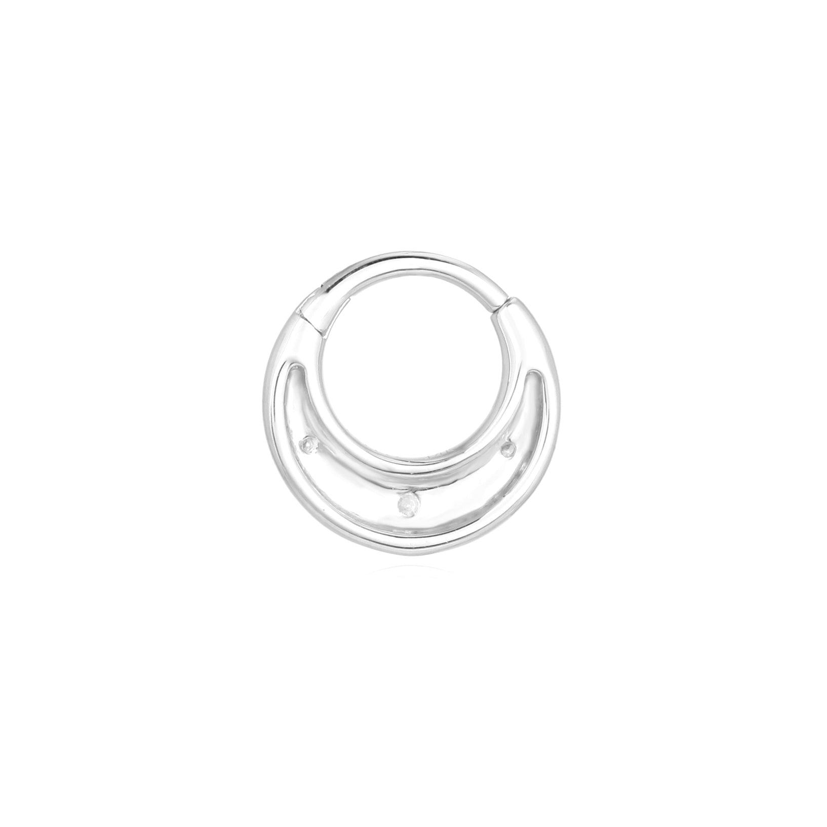 Starburst Daith Piercing Hoop 8mm - 14K Solid White Gold