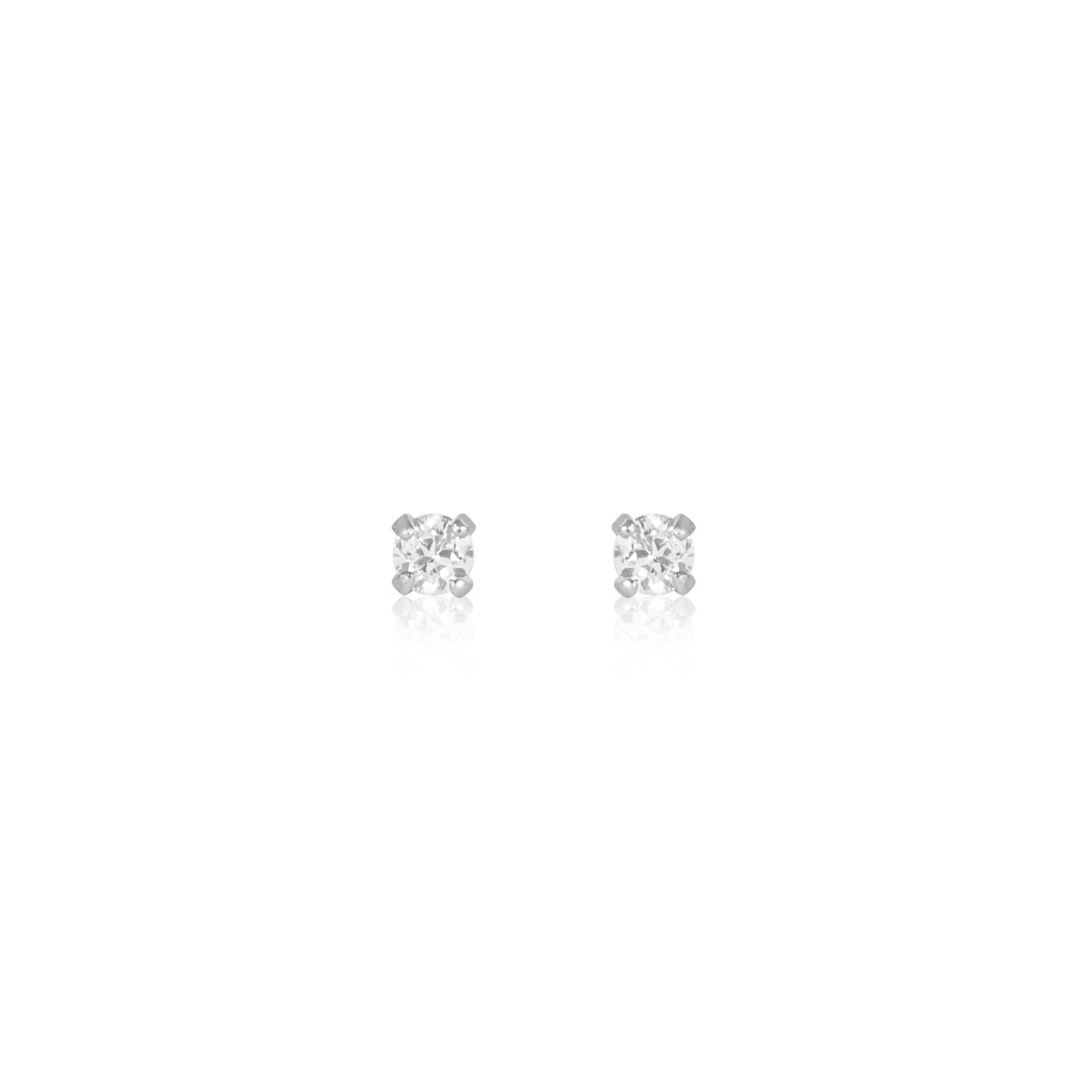 Tiny Solitaire Crystal Stud Earrings 925 Sterling Silver