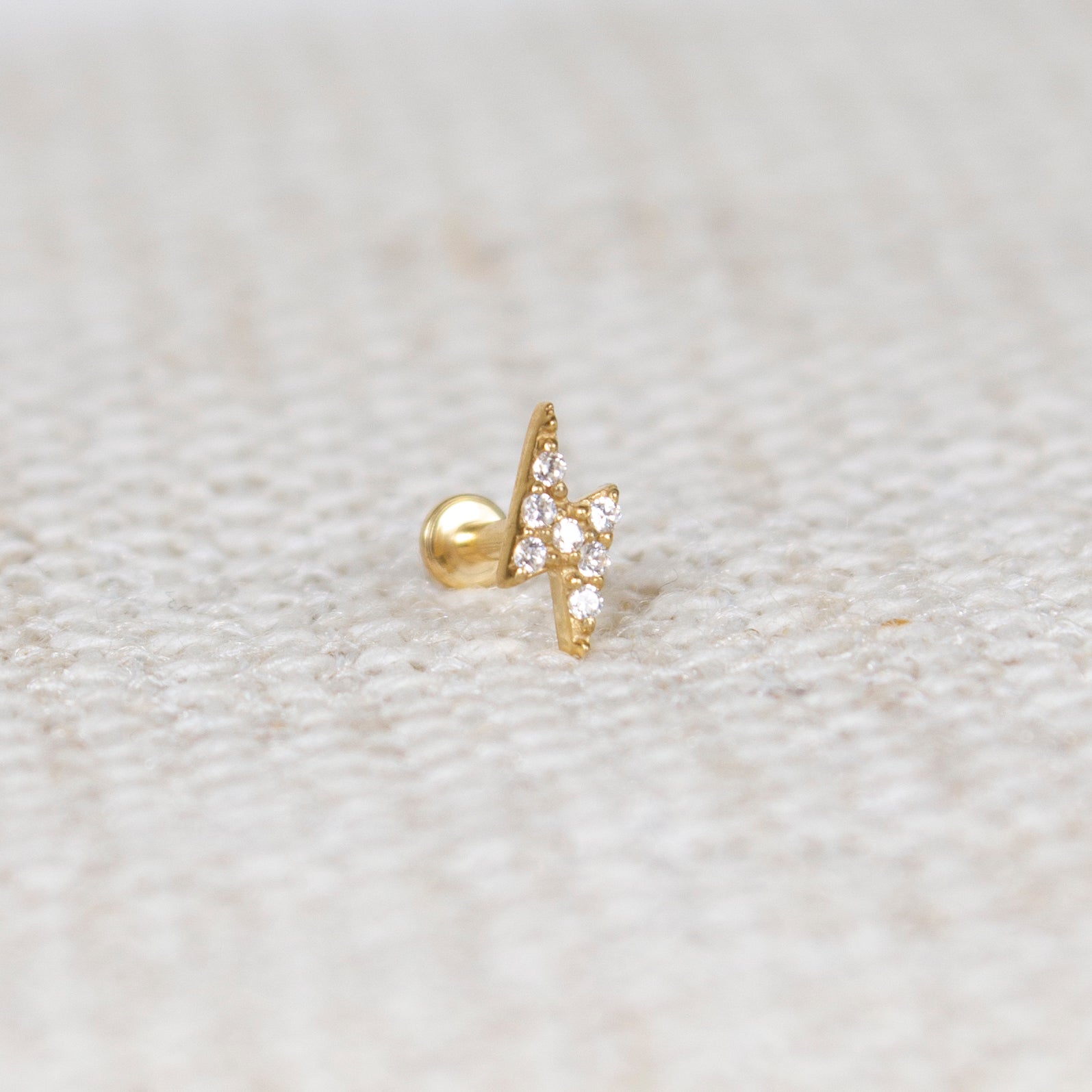 Lightning Bolt Flat Back Labret Stud Earring Internally Threaded