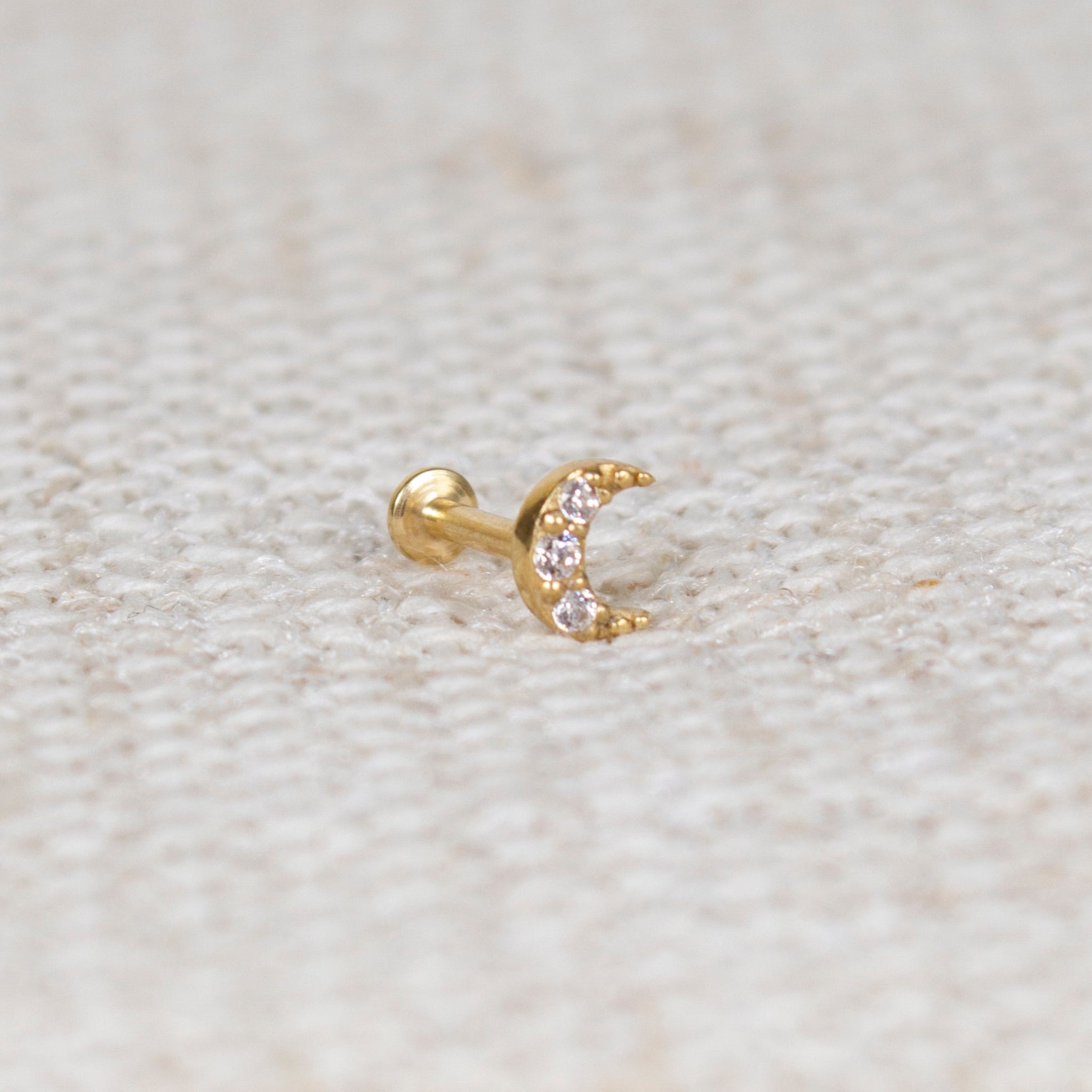 Moon Flat Back Labret Stud Earring Internally Threaded