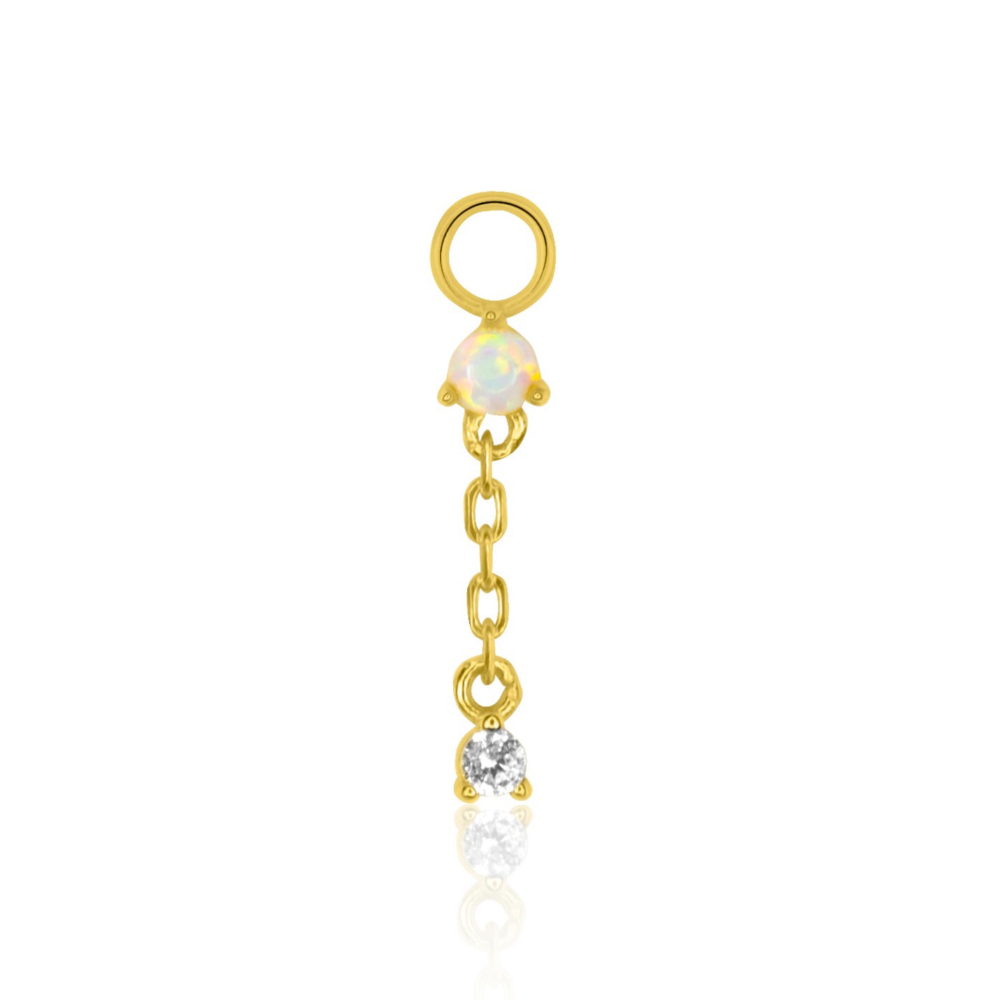 Opal Dangle Chain Earring Charm For Huggie Hoops | Single Charm