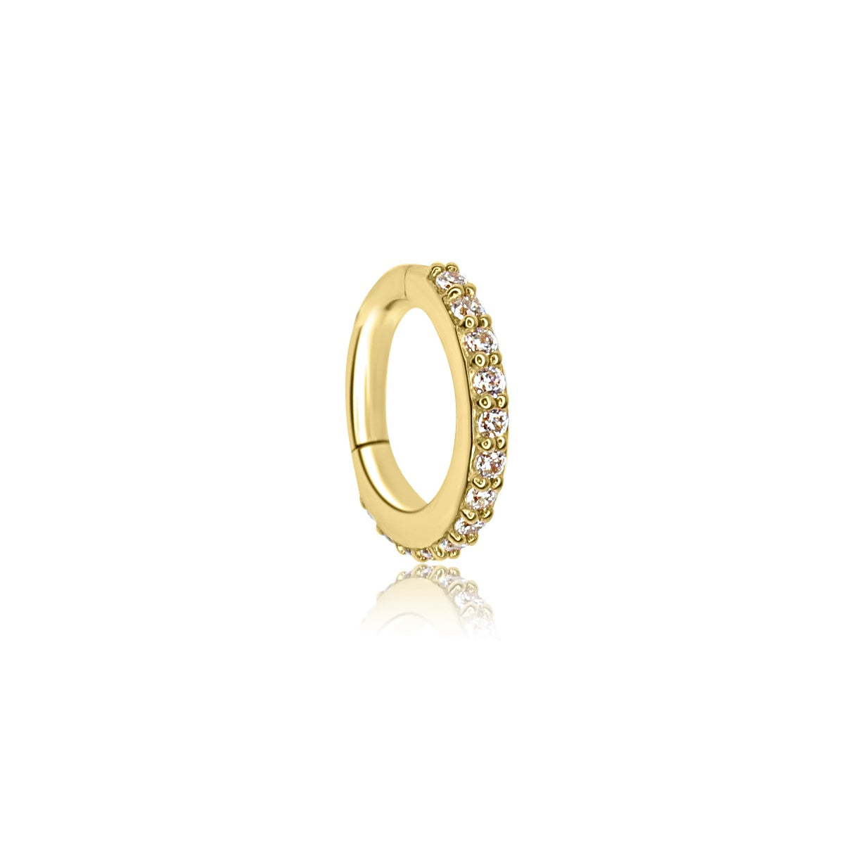 Solid 14K Yellow Gold Crystal Cartilage Piercing Hoop