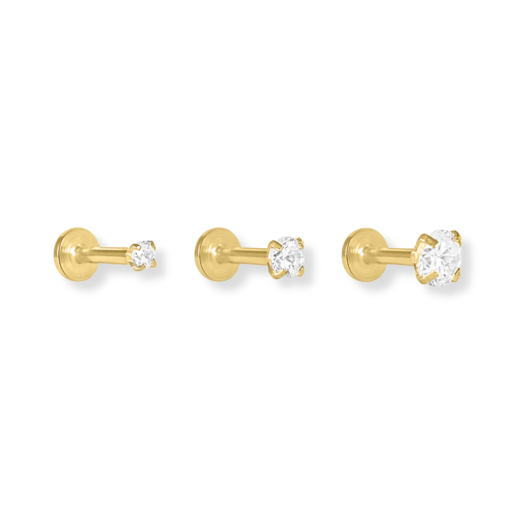 Crystal Cartilage Stud Ear Piercing Stacking Set | Implant Grade