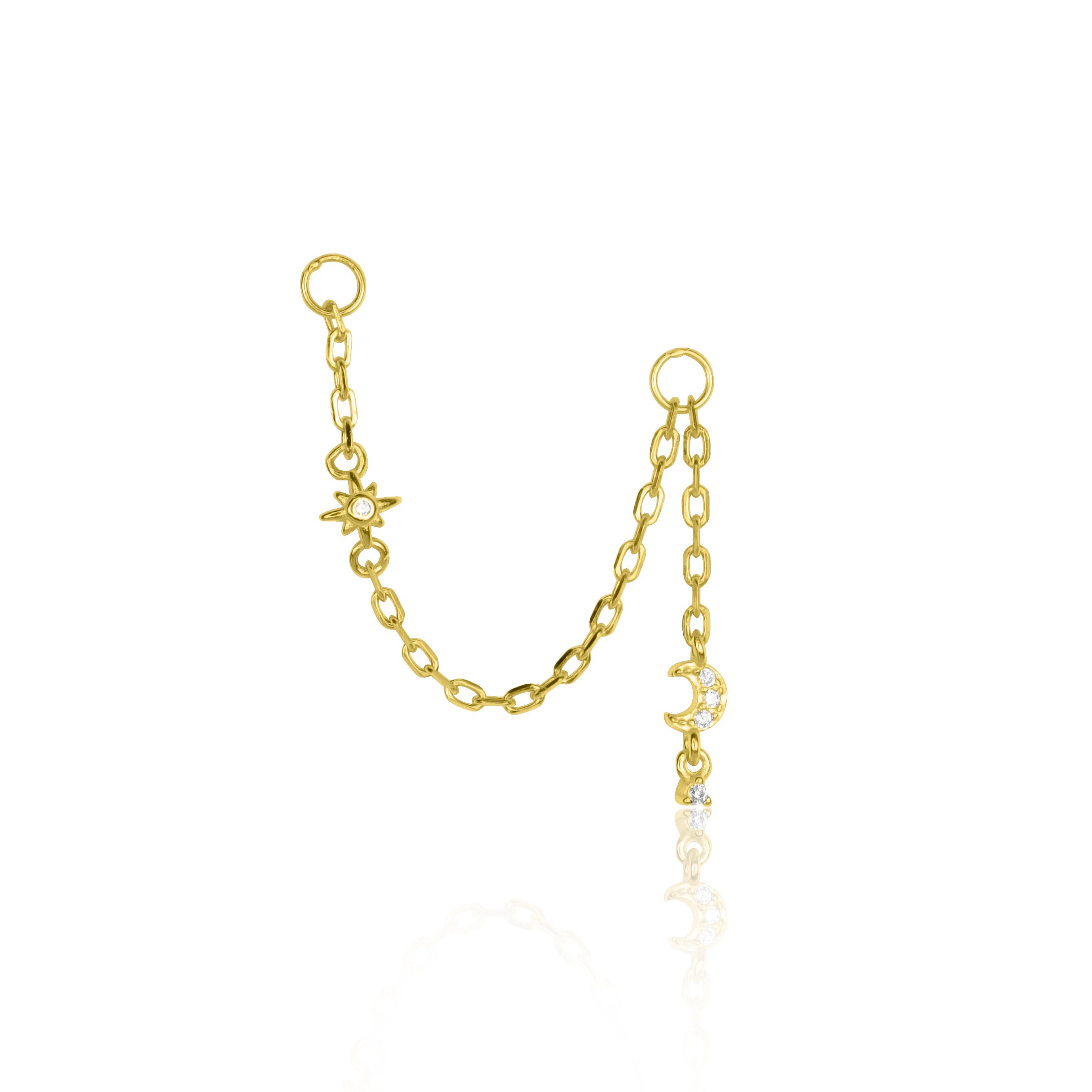 Star & Moon Earring Chain Connector Charm Sterling Silver