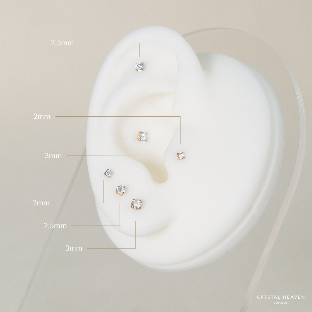 Implant Grade Titanium Solitaire Crystal Labret Internally Threaded