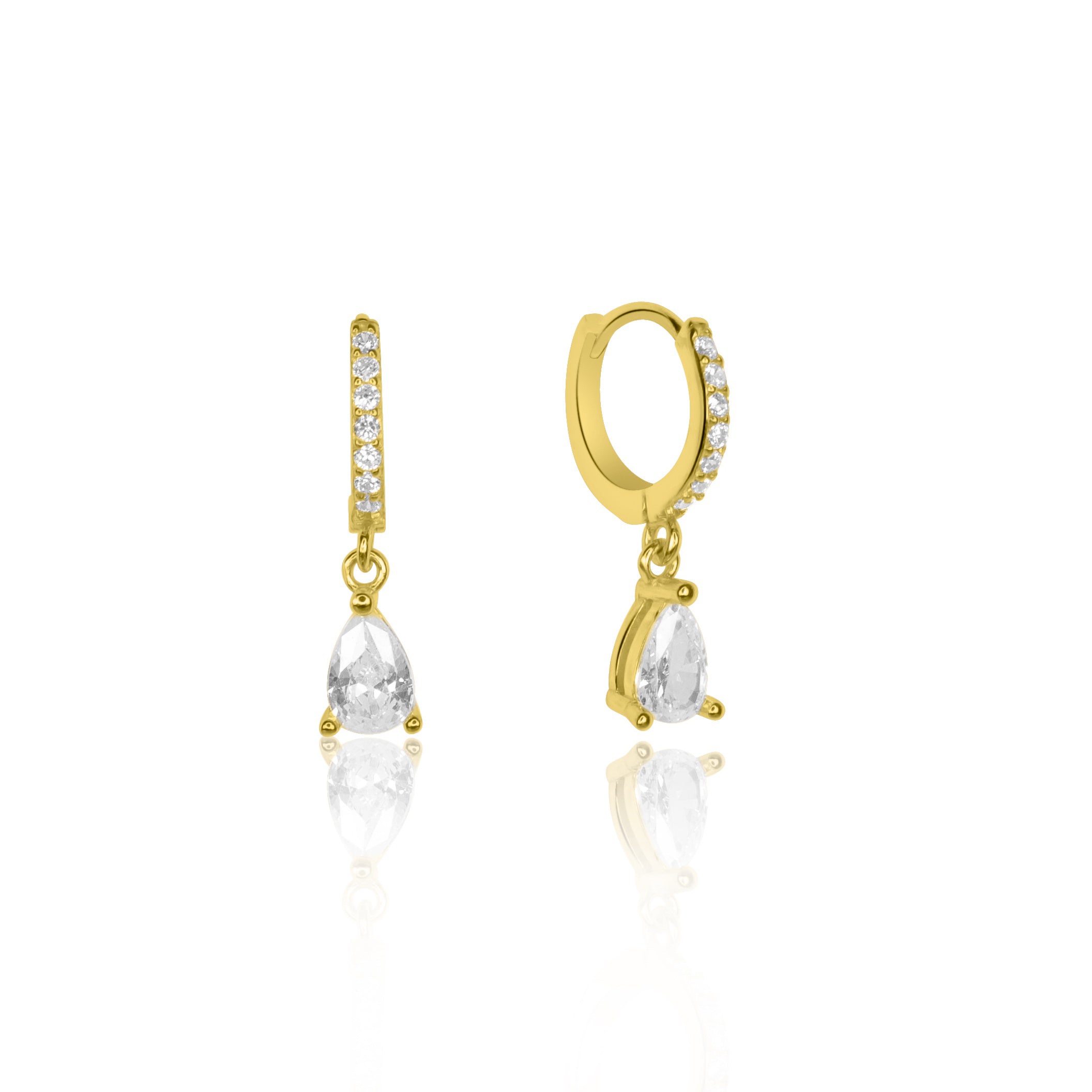 Teardrop Crystal Pavé Huggie Hoop Earrings