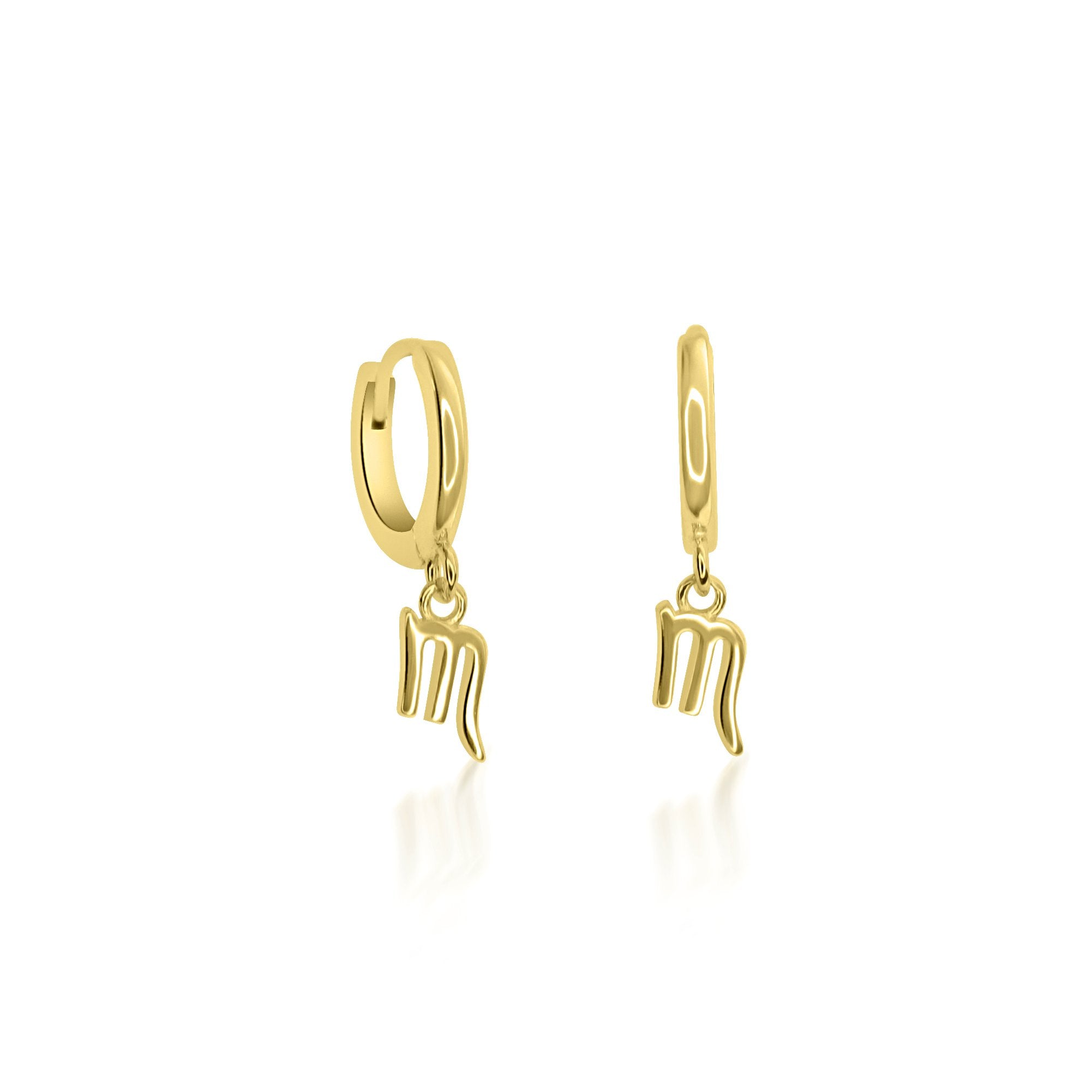 Zodiac Sign Huggie Hoop Earrings