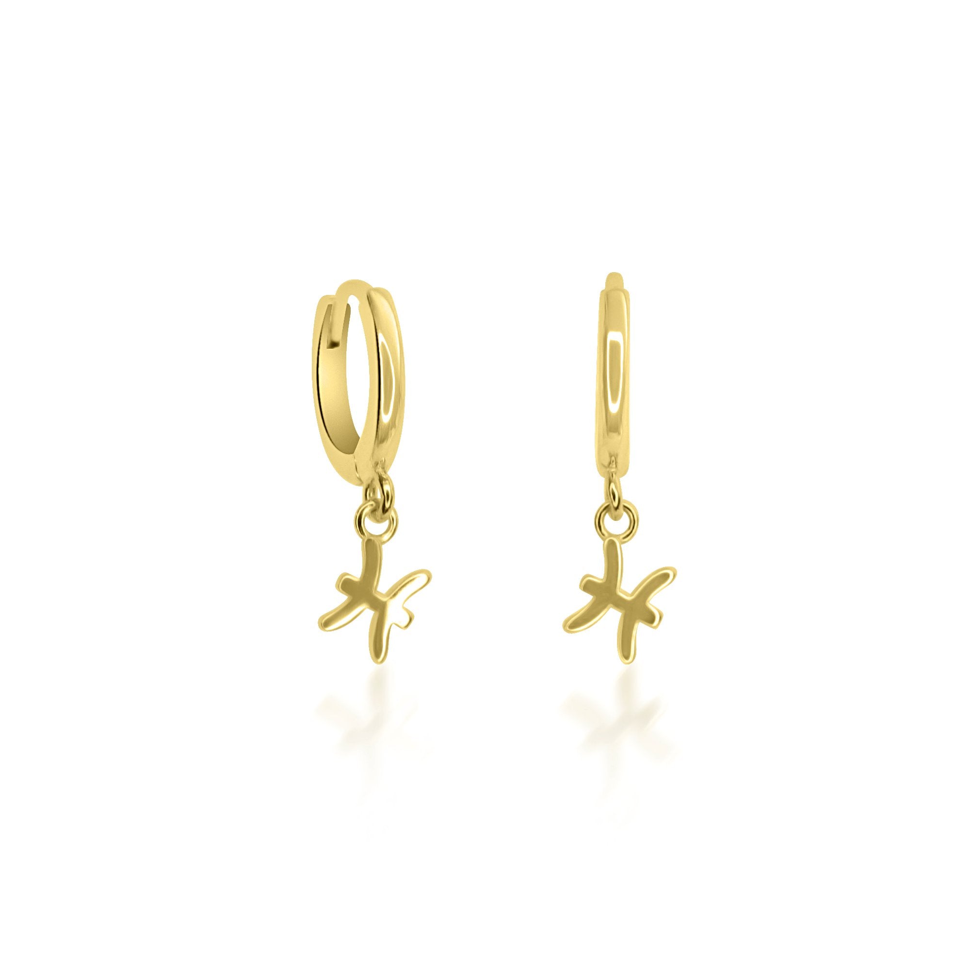 Zodiac Sign Huggie Hoop Earrings
