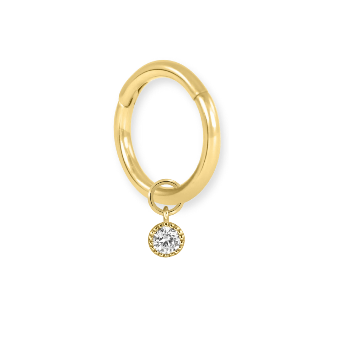 Cartilage Hoop & Solitaire Crystal Charm