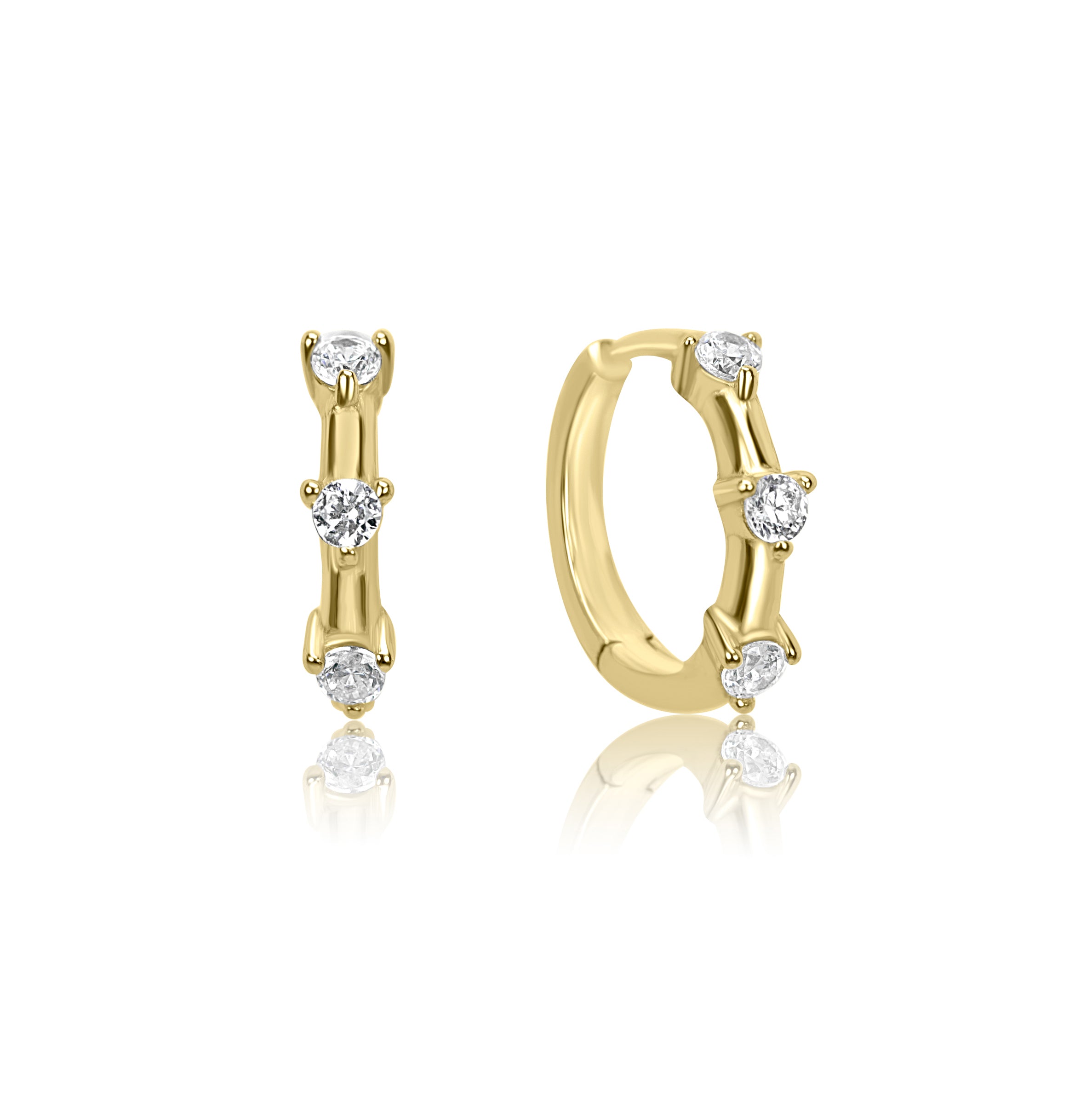BAMBOO Crystal Huggie Hoops