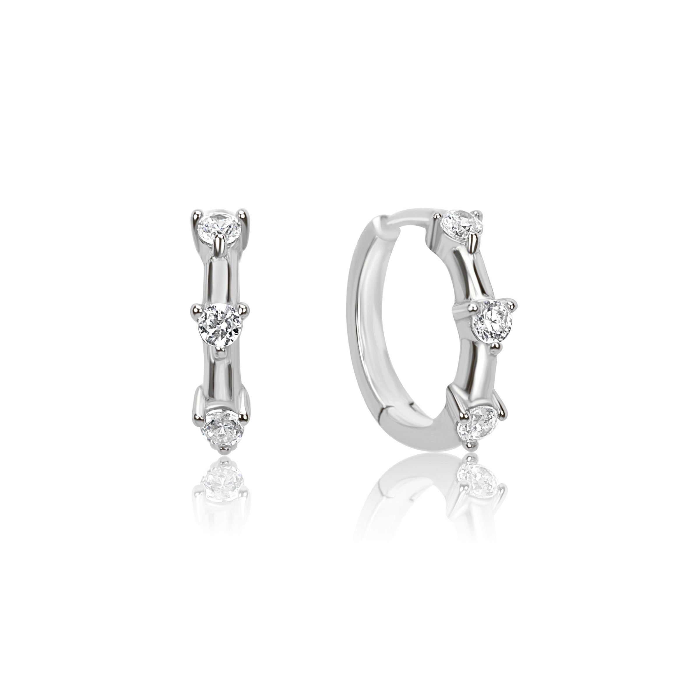 BAMBOO Crystal Huggie Hoops