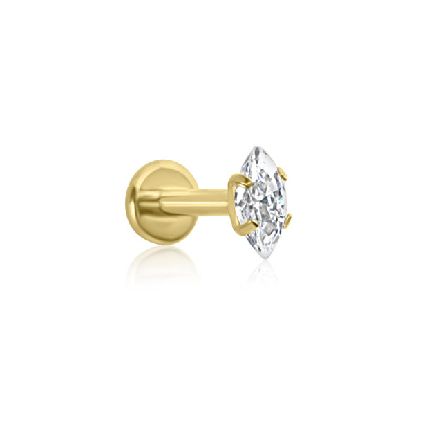 BELLA Marquise Solitaire Cartilage Stud - Threadless