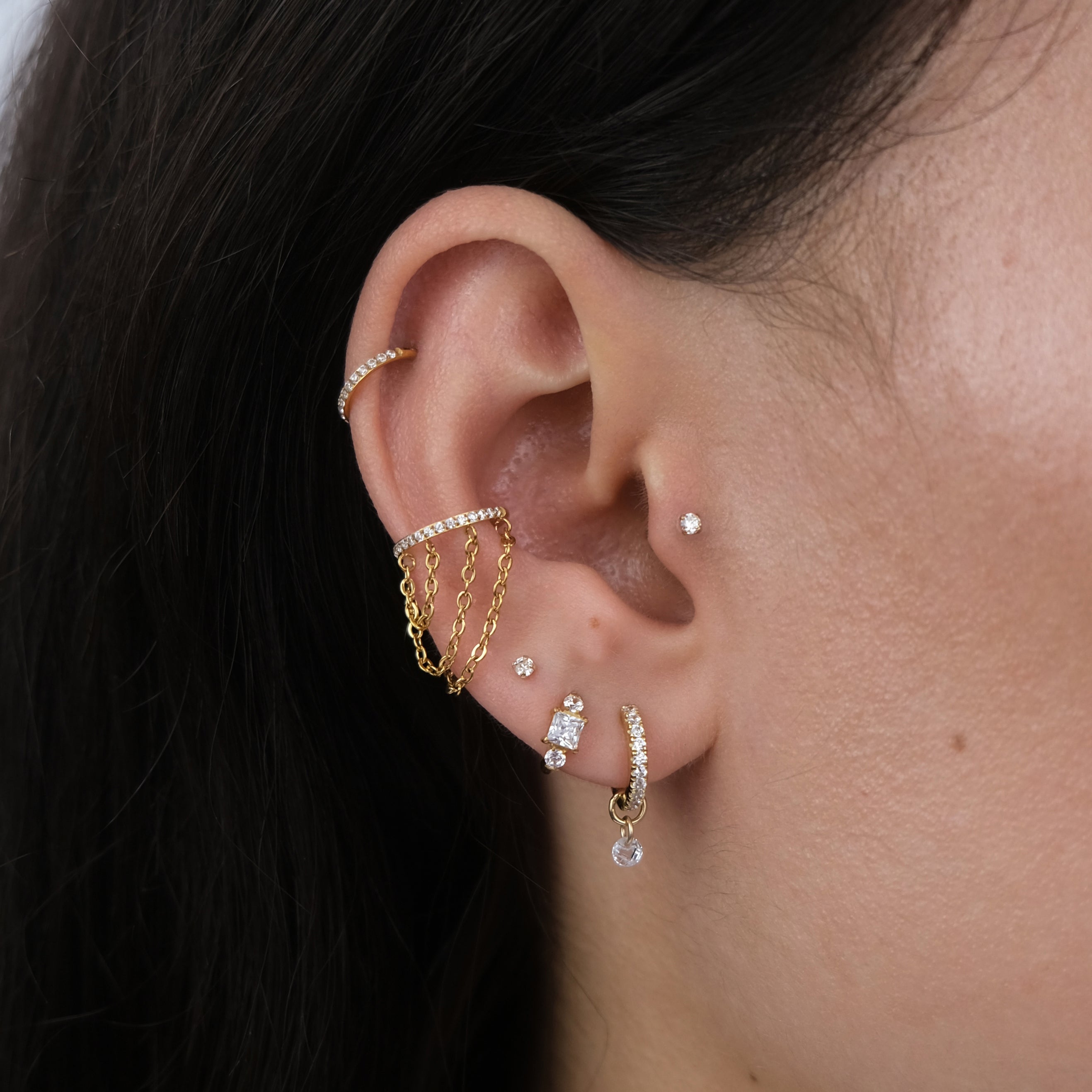 Stacked Crystal Cartilage Hoop (6mm)