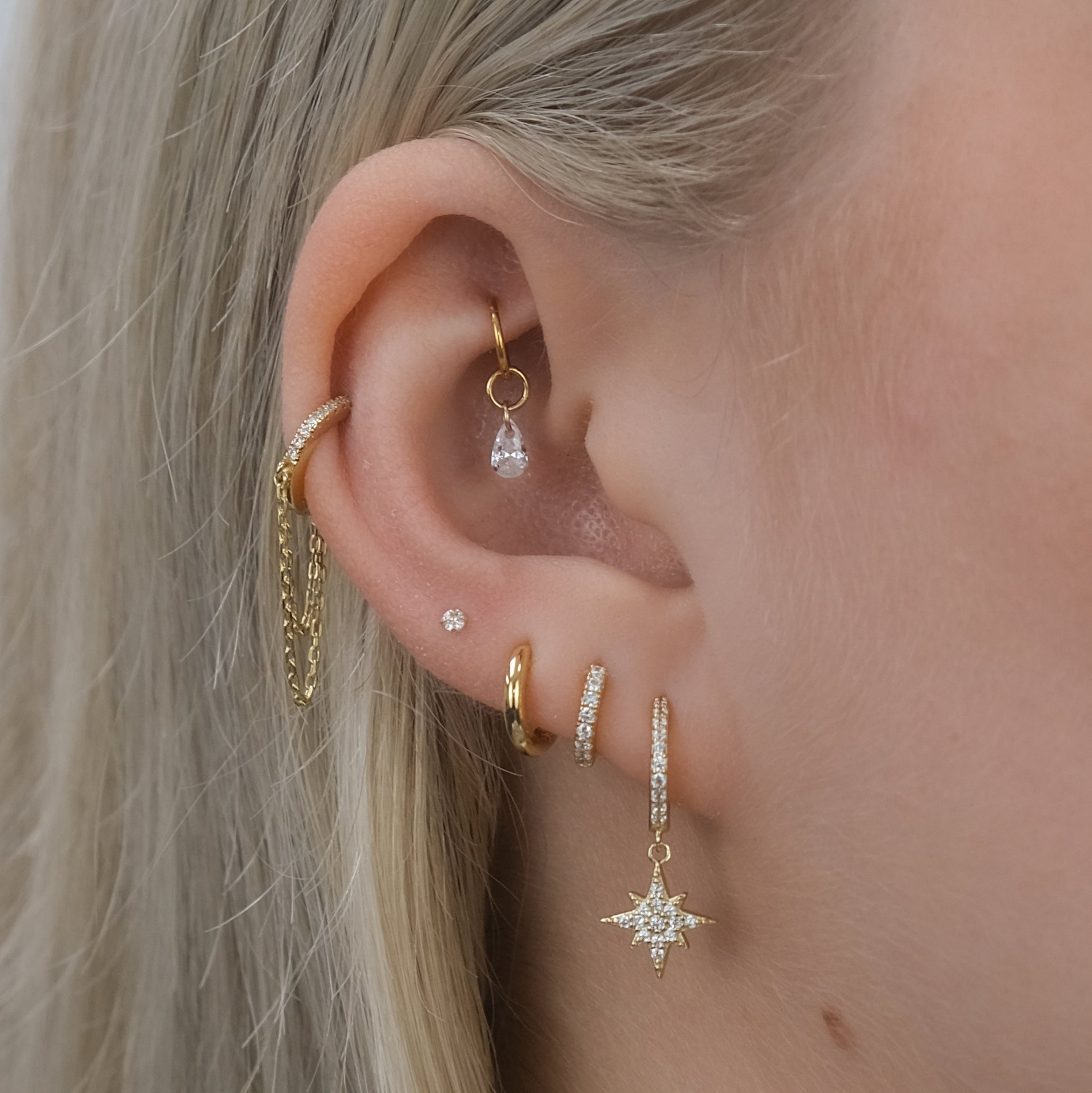 Tiny Teardrop Rook Hoop