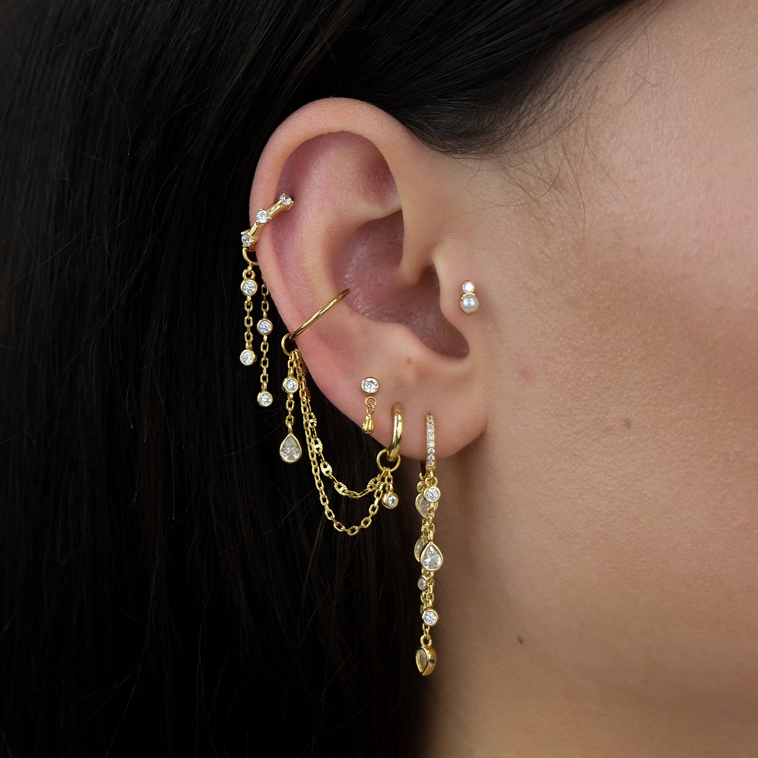 Callista Layered Chain Conch Hoop | Stylish Jewellery