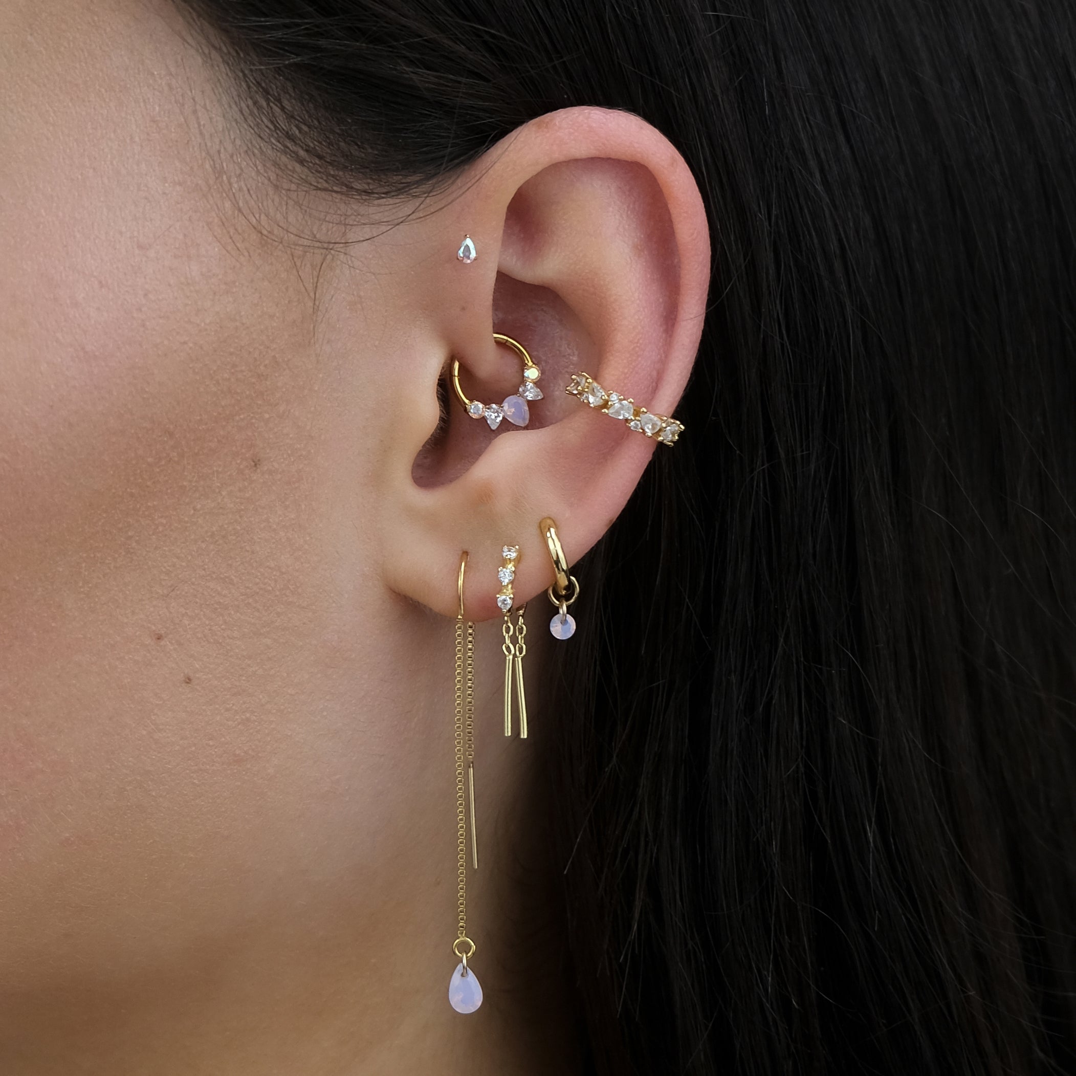 SERAFINA Chain Threaders - Pink Opal
