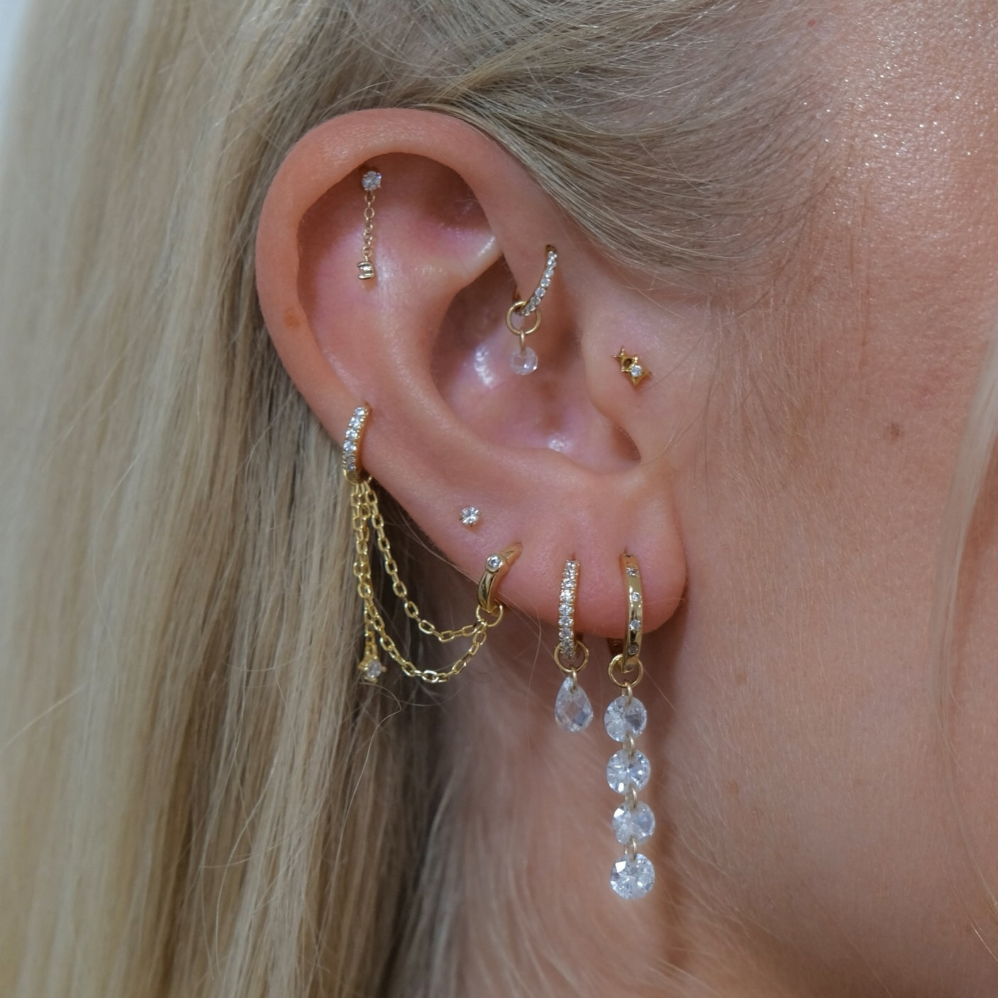 Solitaire Crystal Huggie Hoop