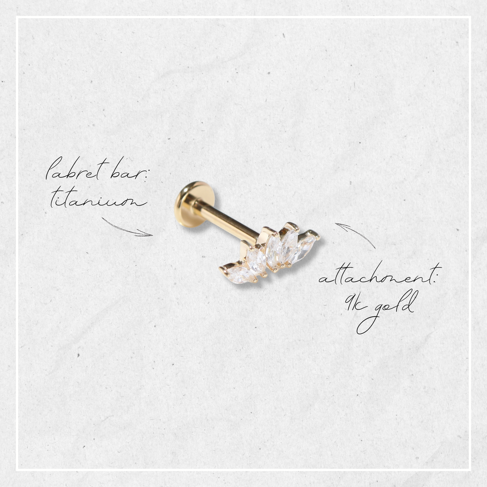 9ct Gold Cartilage Helix Earring Stud - Flat Heart Design By Old English Jewellers
