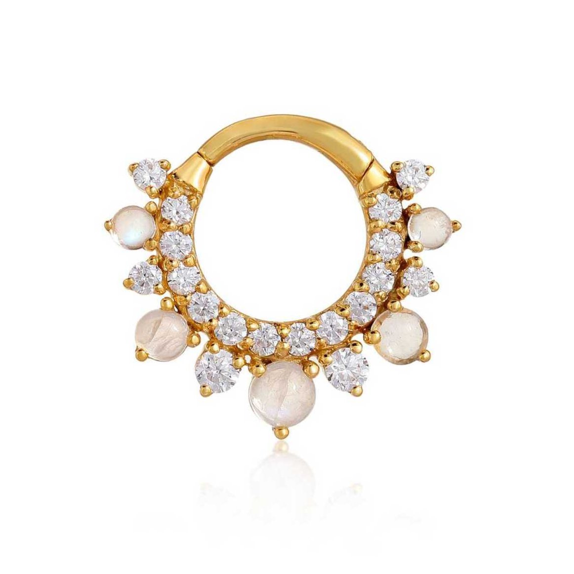 CHLUXE • CALYPSO Moonstone Daith Hoop - 14k Yellow Gold (Limited Edition)