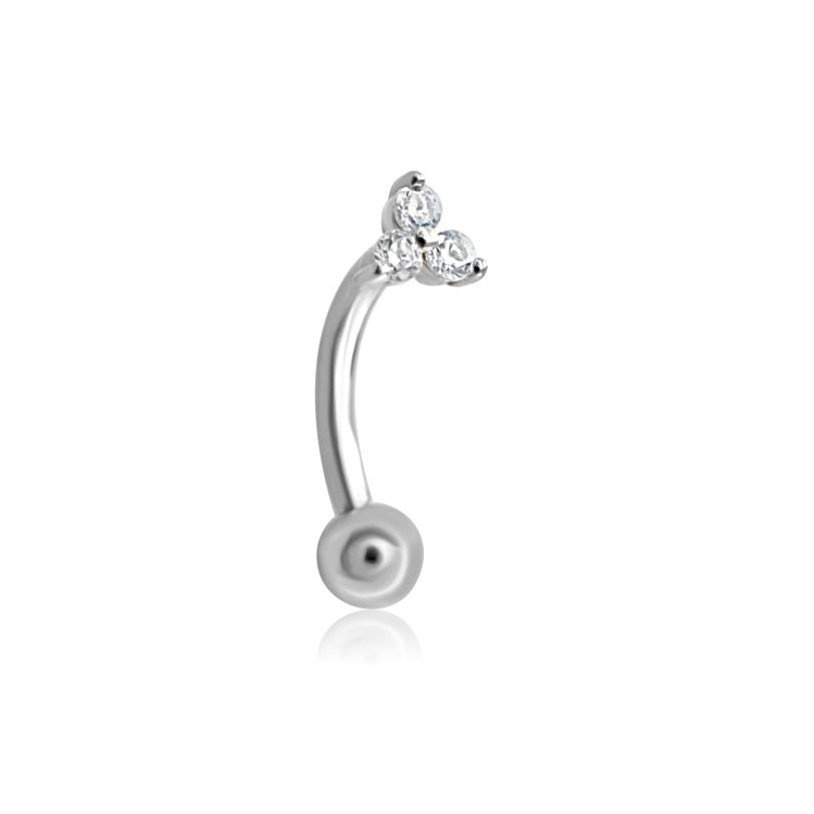 Trinity Curved Rook Barbell 14K White Gold