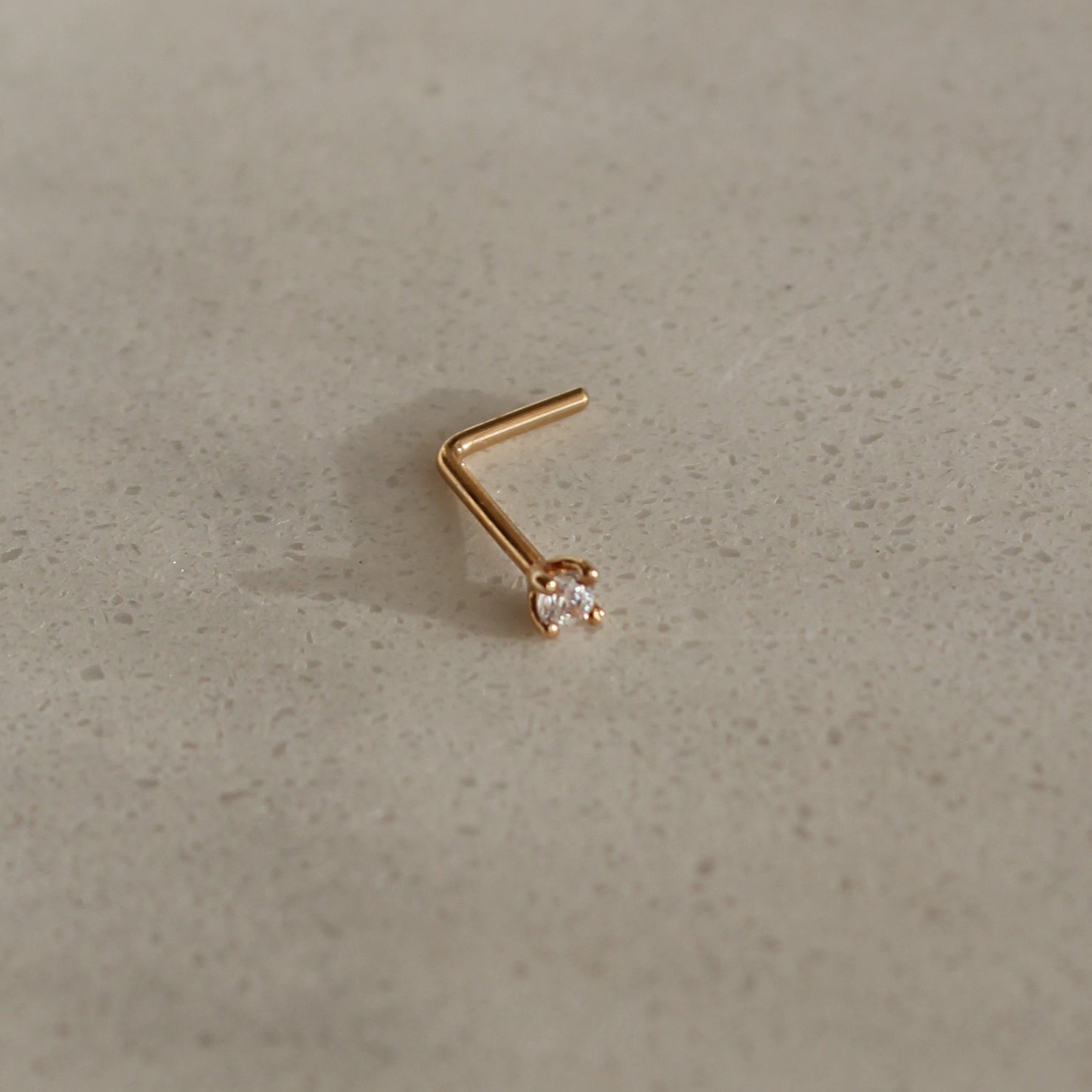 CHLUXE Solitaire Crystal Nose Stud - 14K Yellow Gold