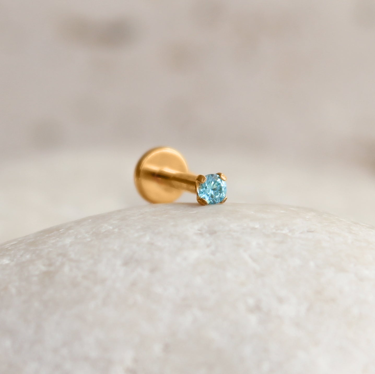 Solitaire Cartilage Stud - Aquamarine (Limited Edition)