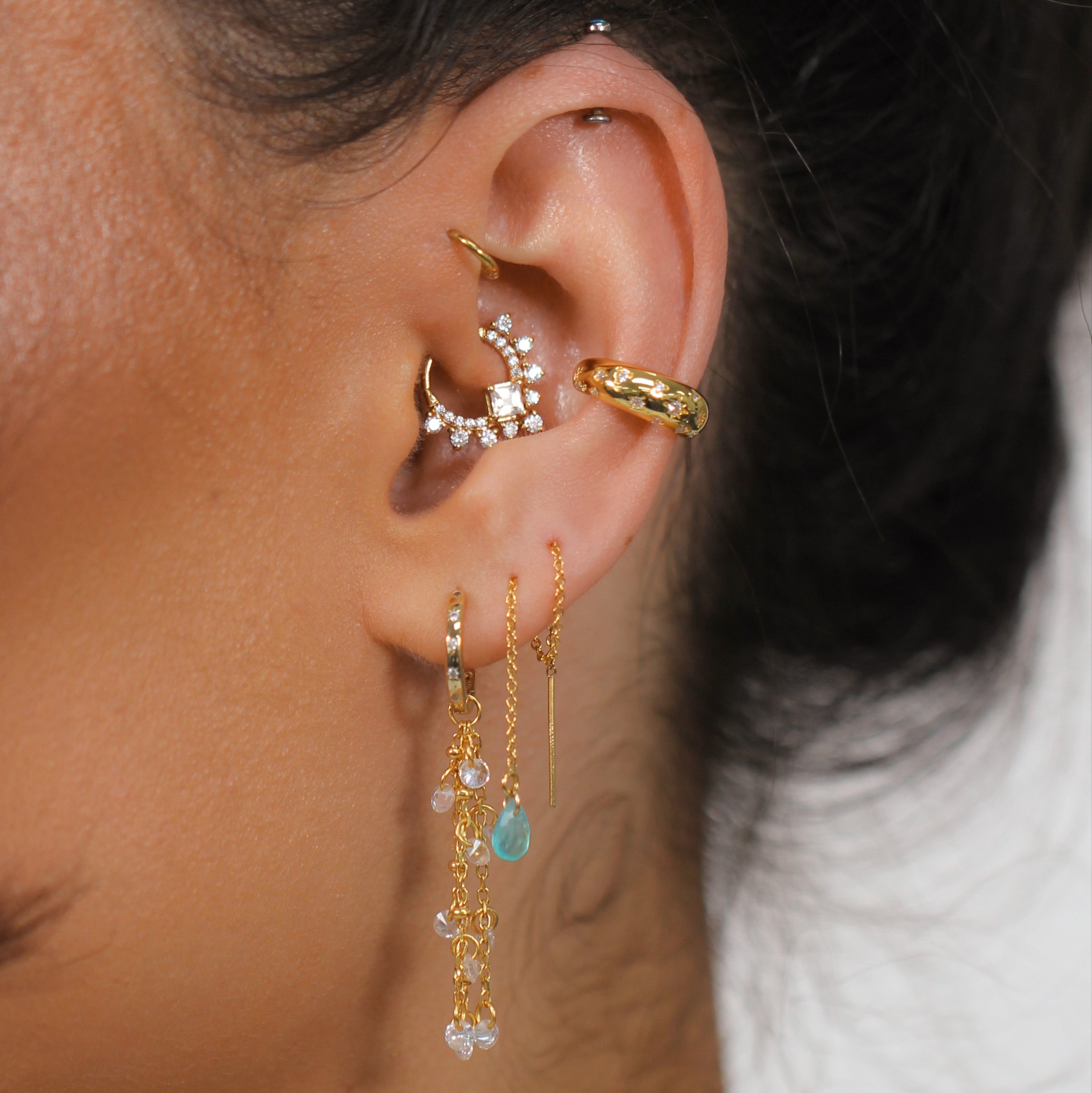 Teardrop Chain Threaders - Paraiba