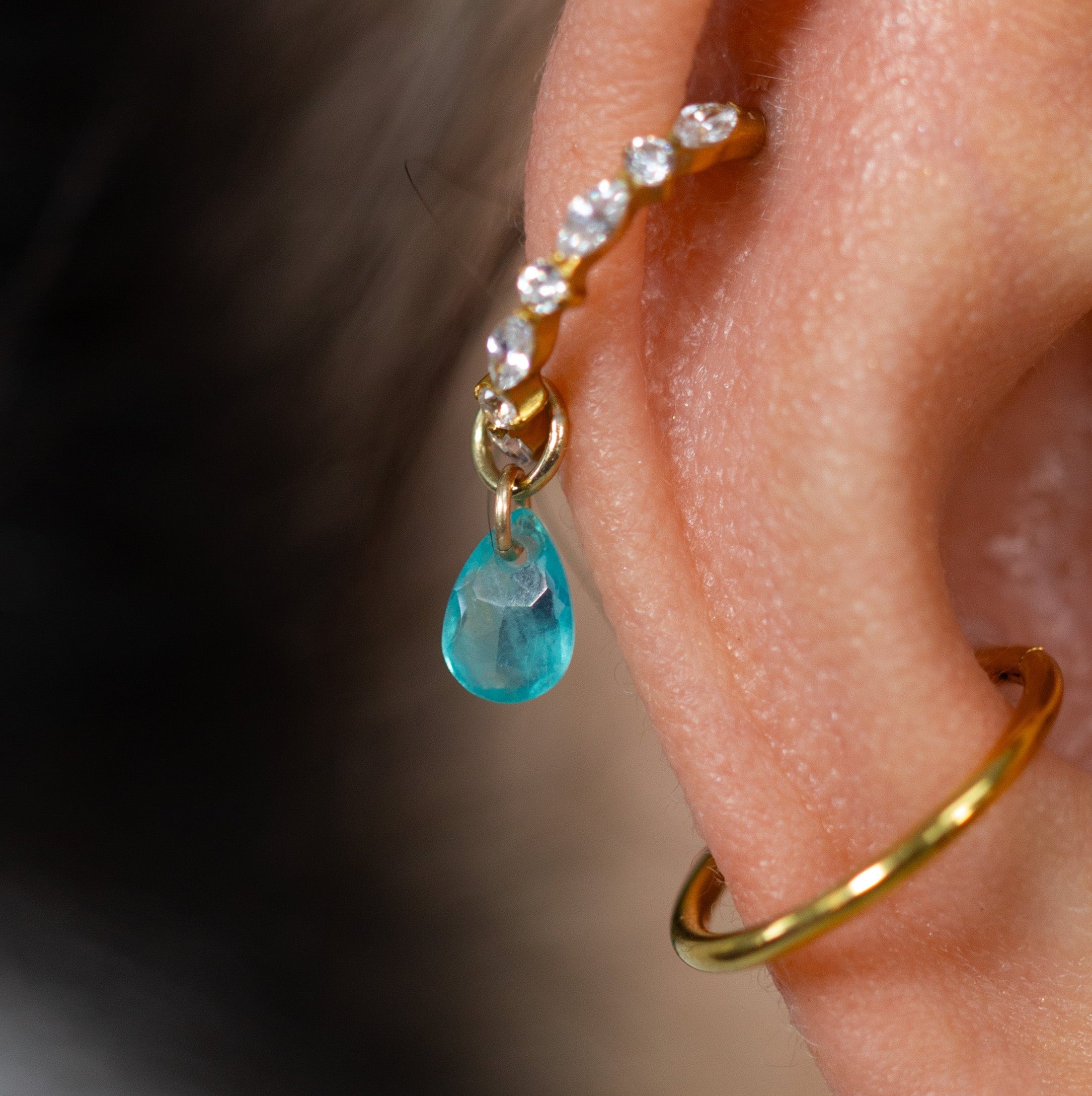 Teardrop Crystal Charm - Paraiba