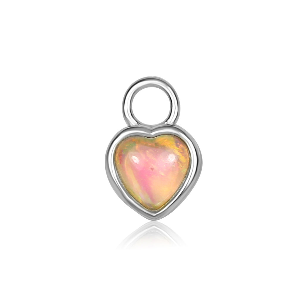 Heart-shaped opal pendant on a white background